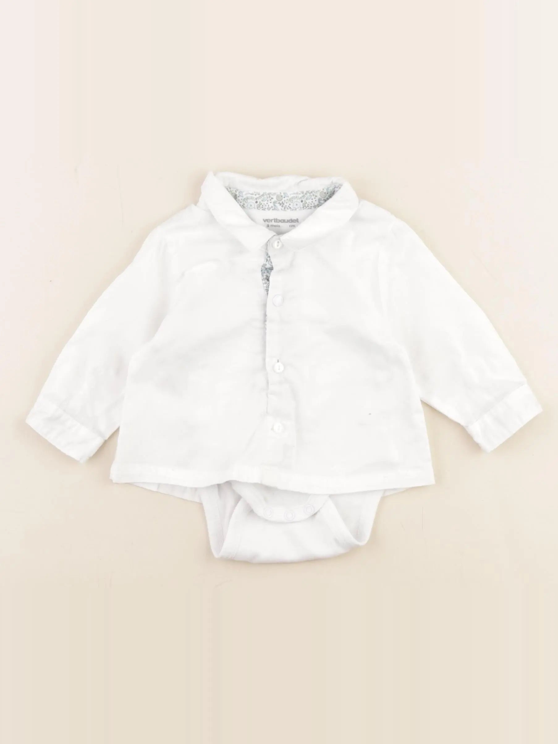 Vertbaudet - body blouse blanc - 3 mois