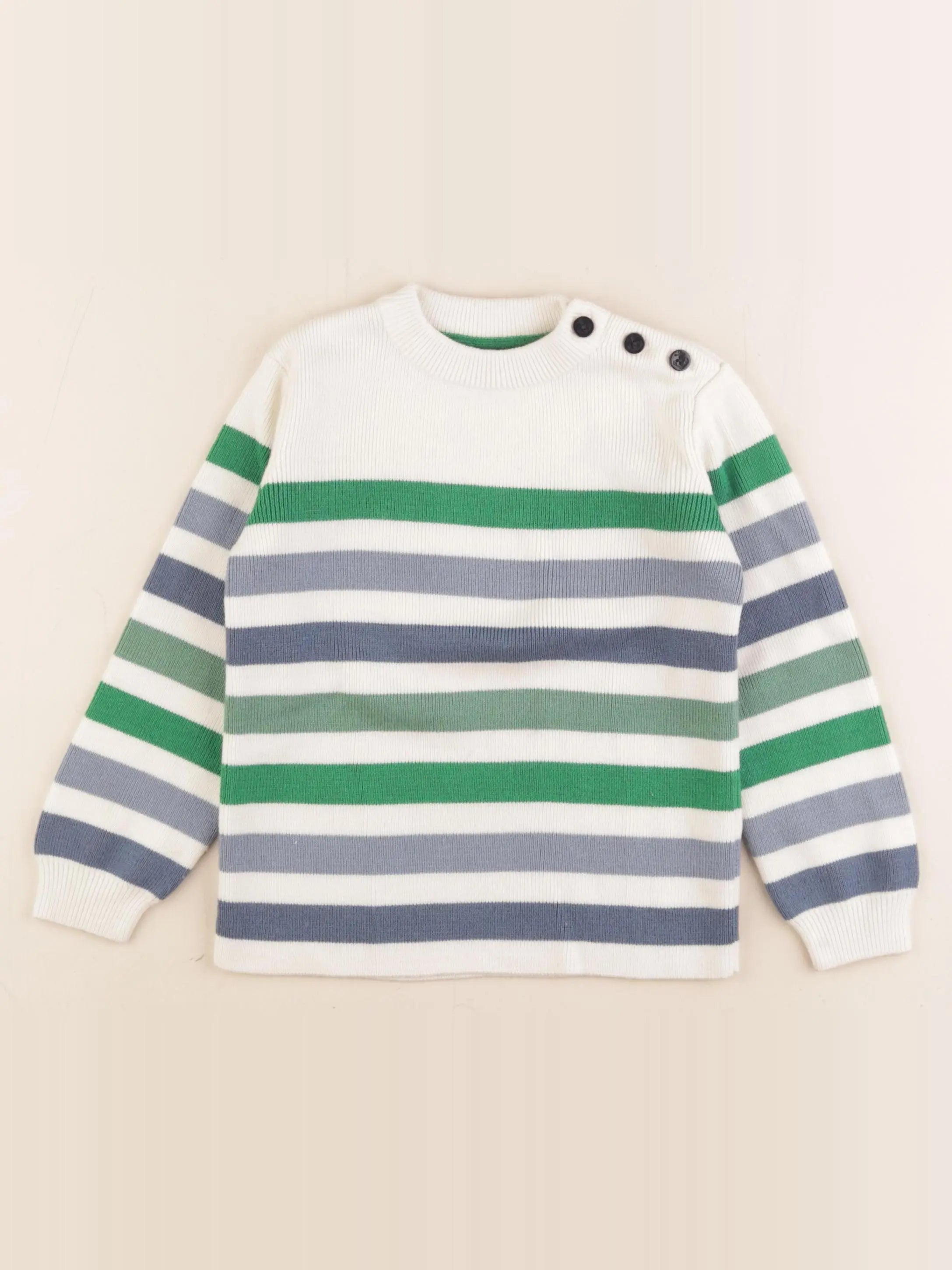Monoprix - pull blanc, bleu - 4 ans