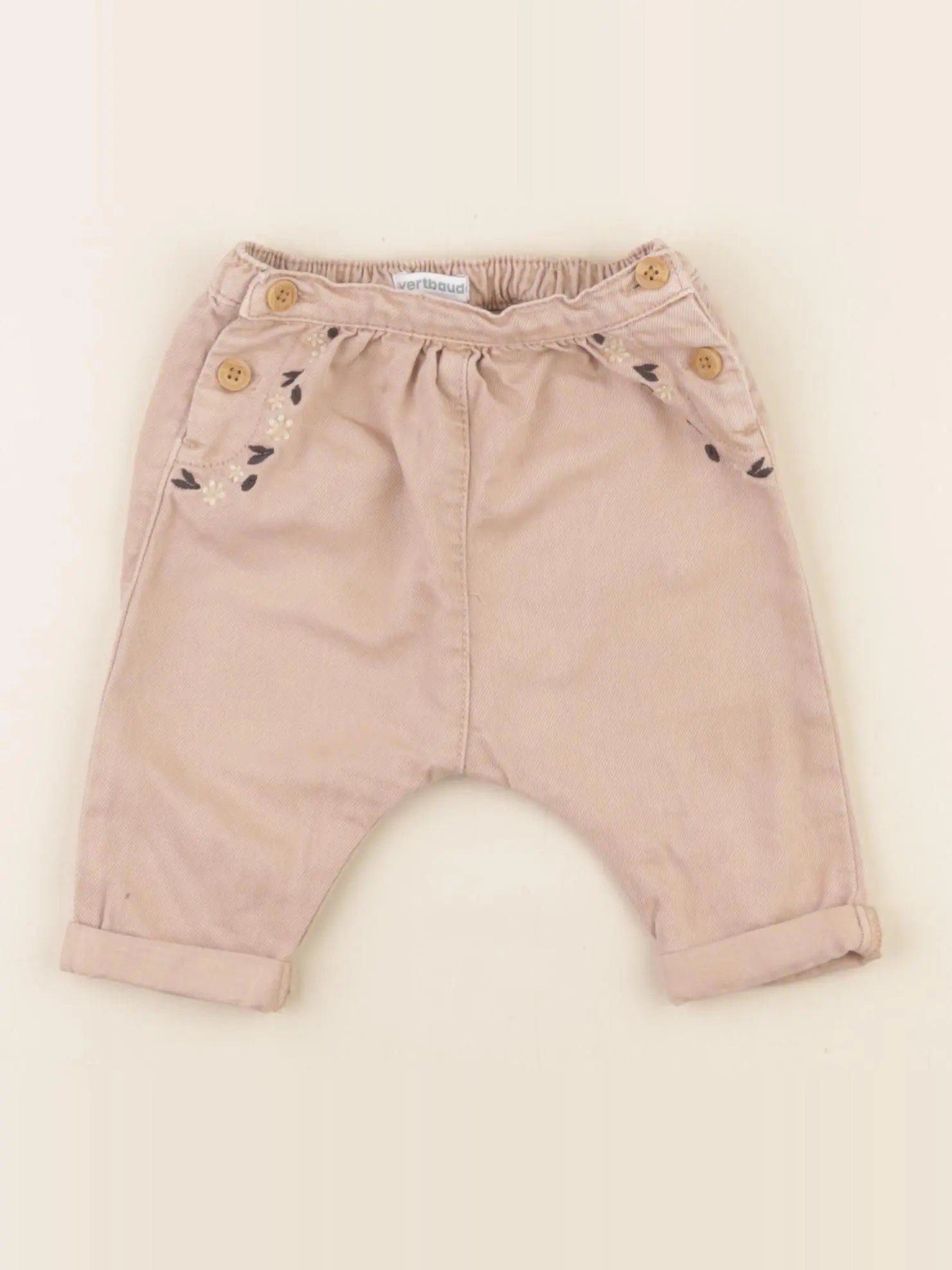 Vertbaudet - pantalon beige - 3 mois