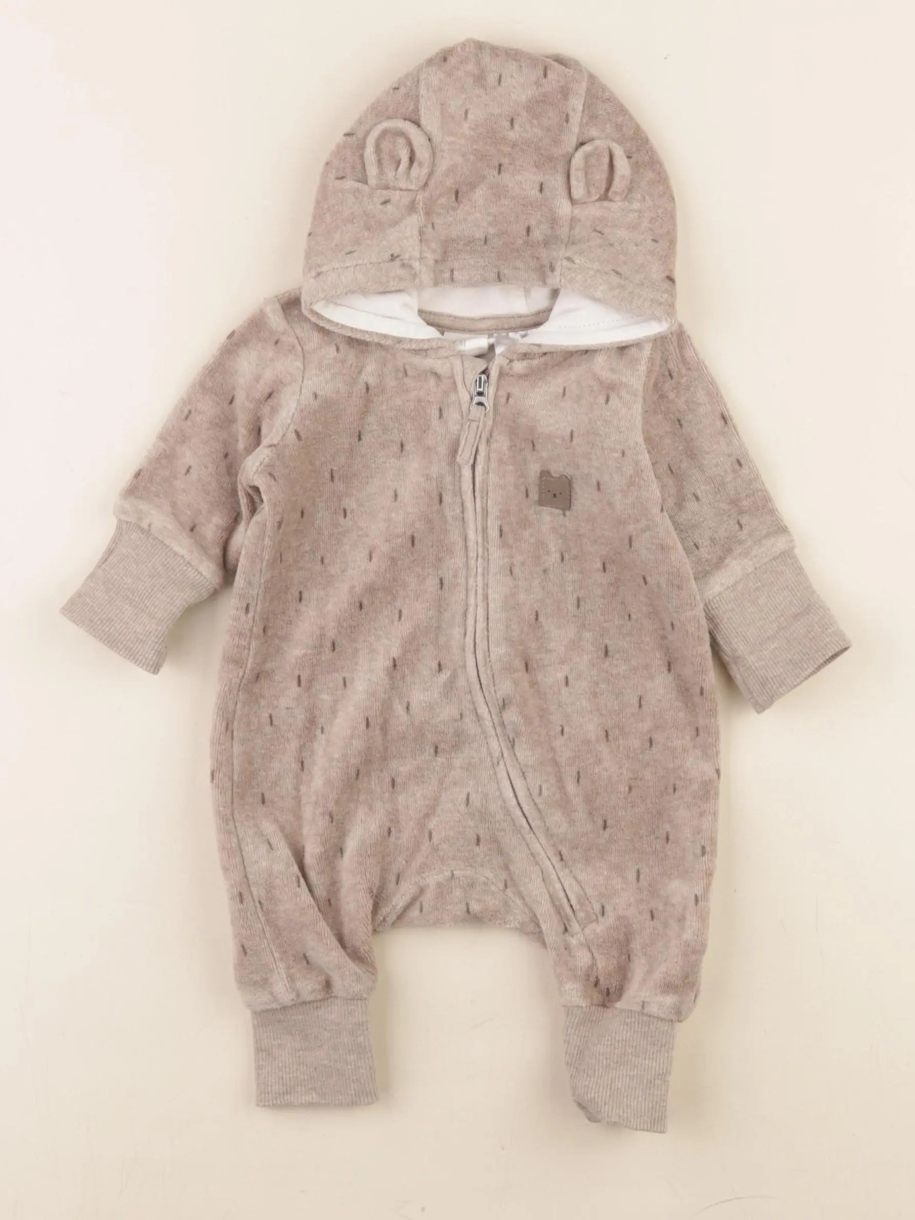 H&M - pyjama velours marron - 0/1 mois