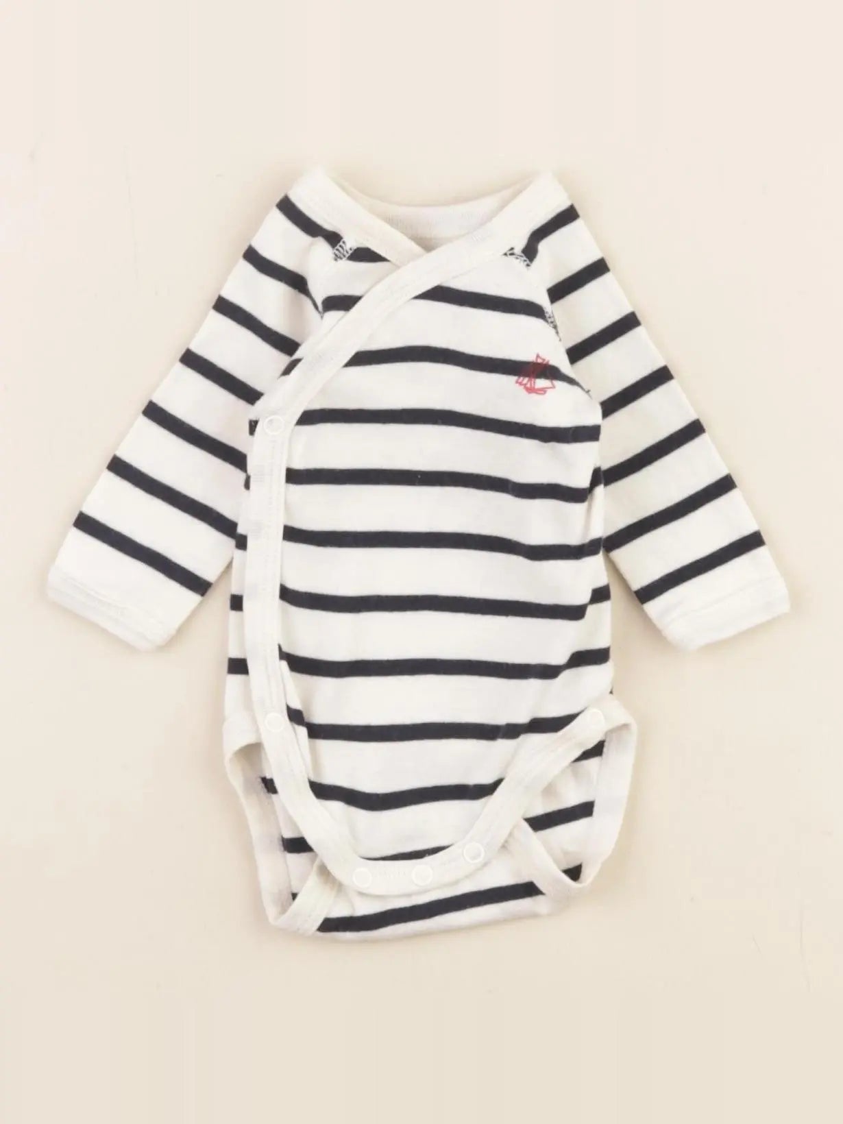 Petit Bateau - body bleu, blanc - 0 mois