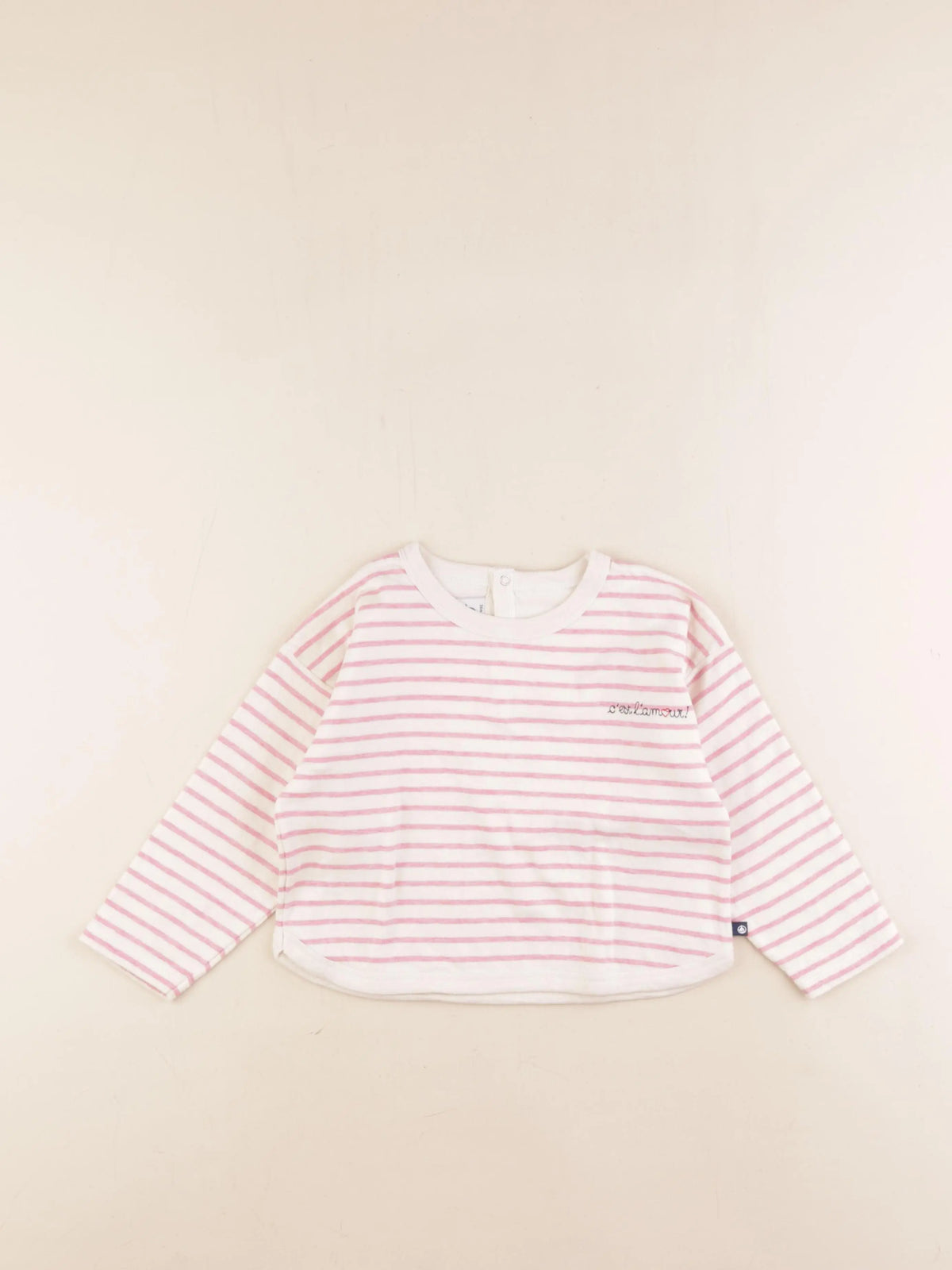 Petit Bateau - tee-shirt blanc, rose - 36 mois