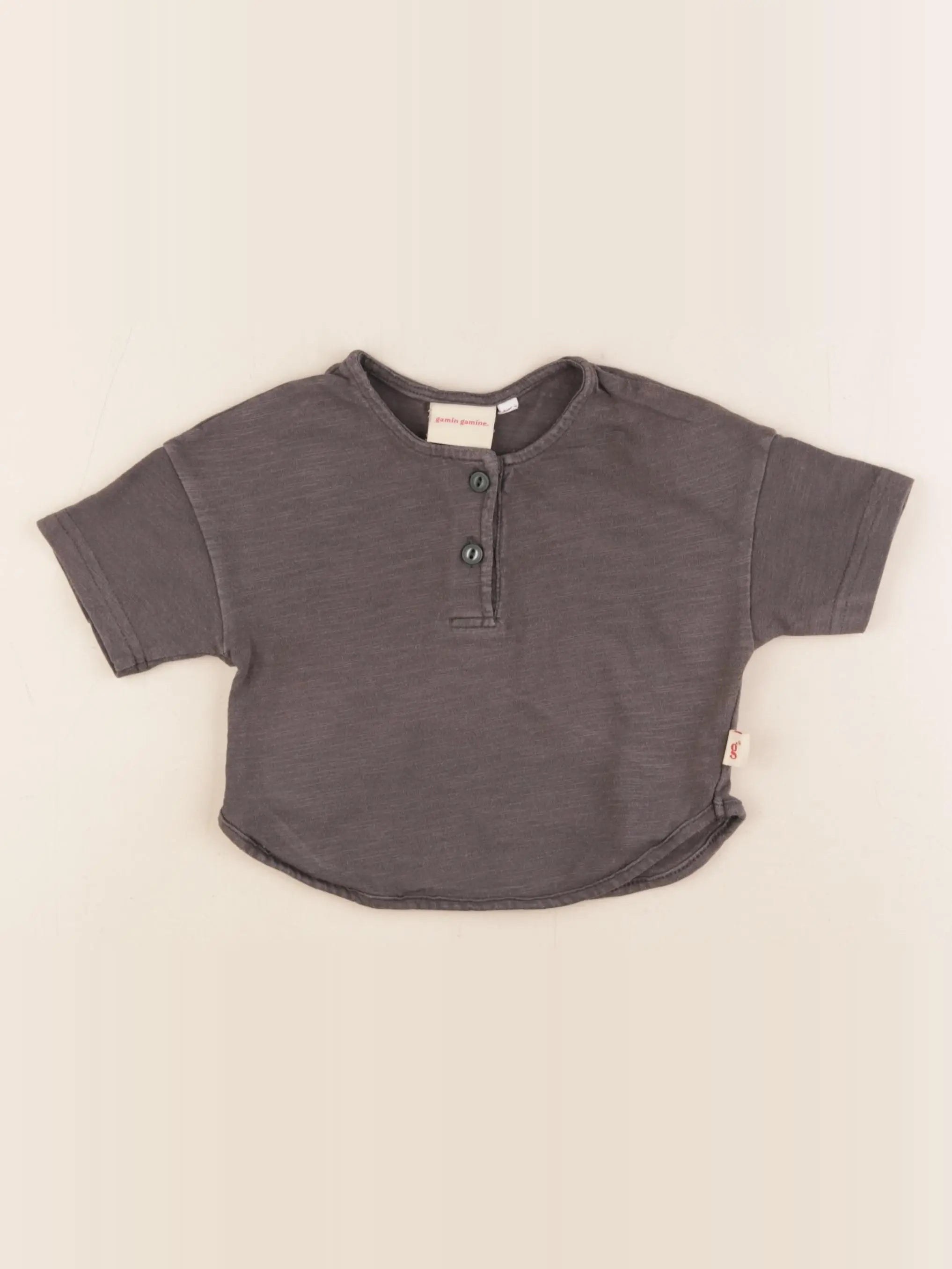 Gamin gamine - tee-shirt gris - 6/12 mois