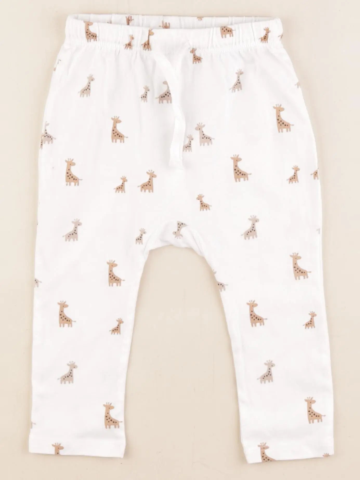 H&M - pantalon blanc, marron - 12/18 mois