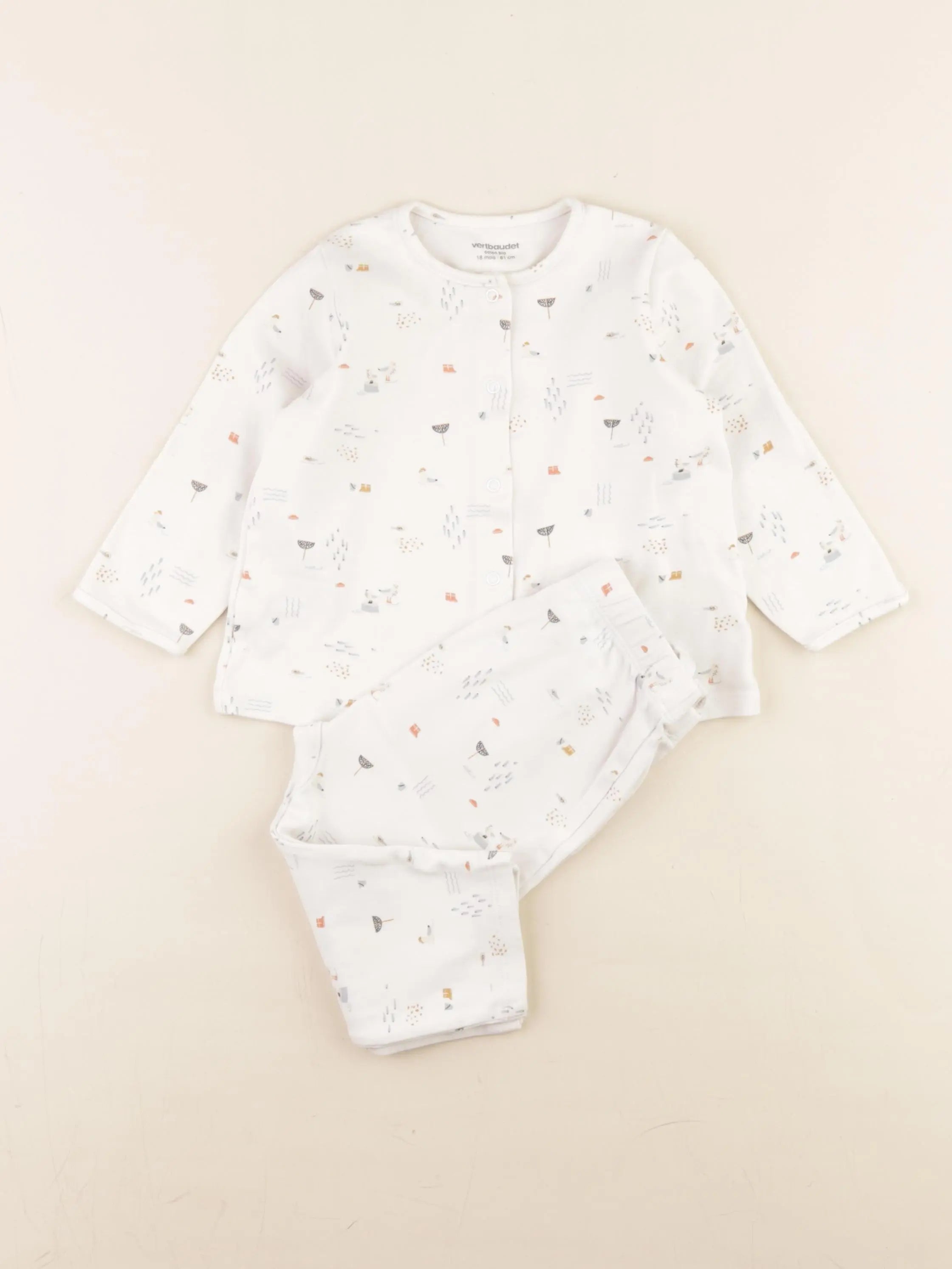 Vertbaudet - pyjama coton blanc - 18 mois