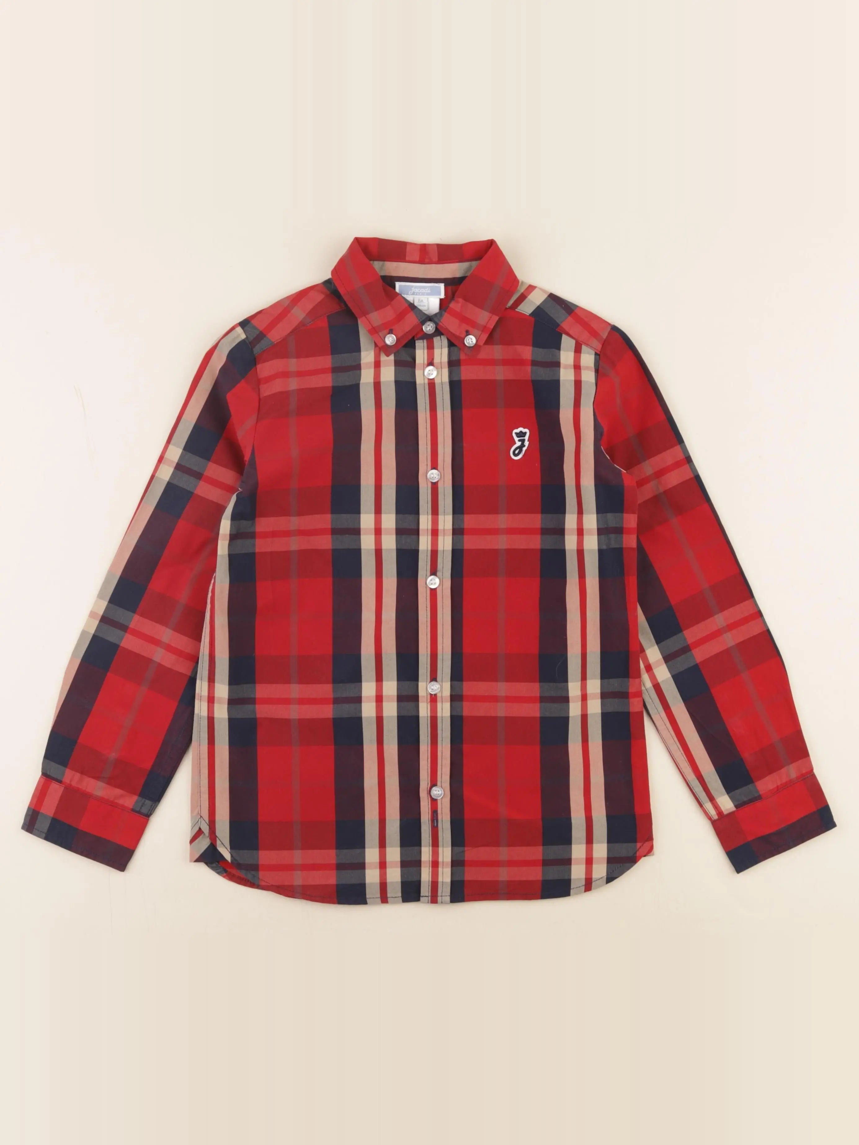 Jacadi - chemise bleu, rouge - 8 ans