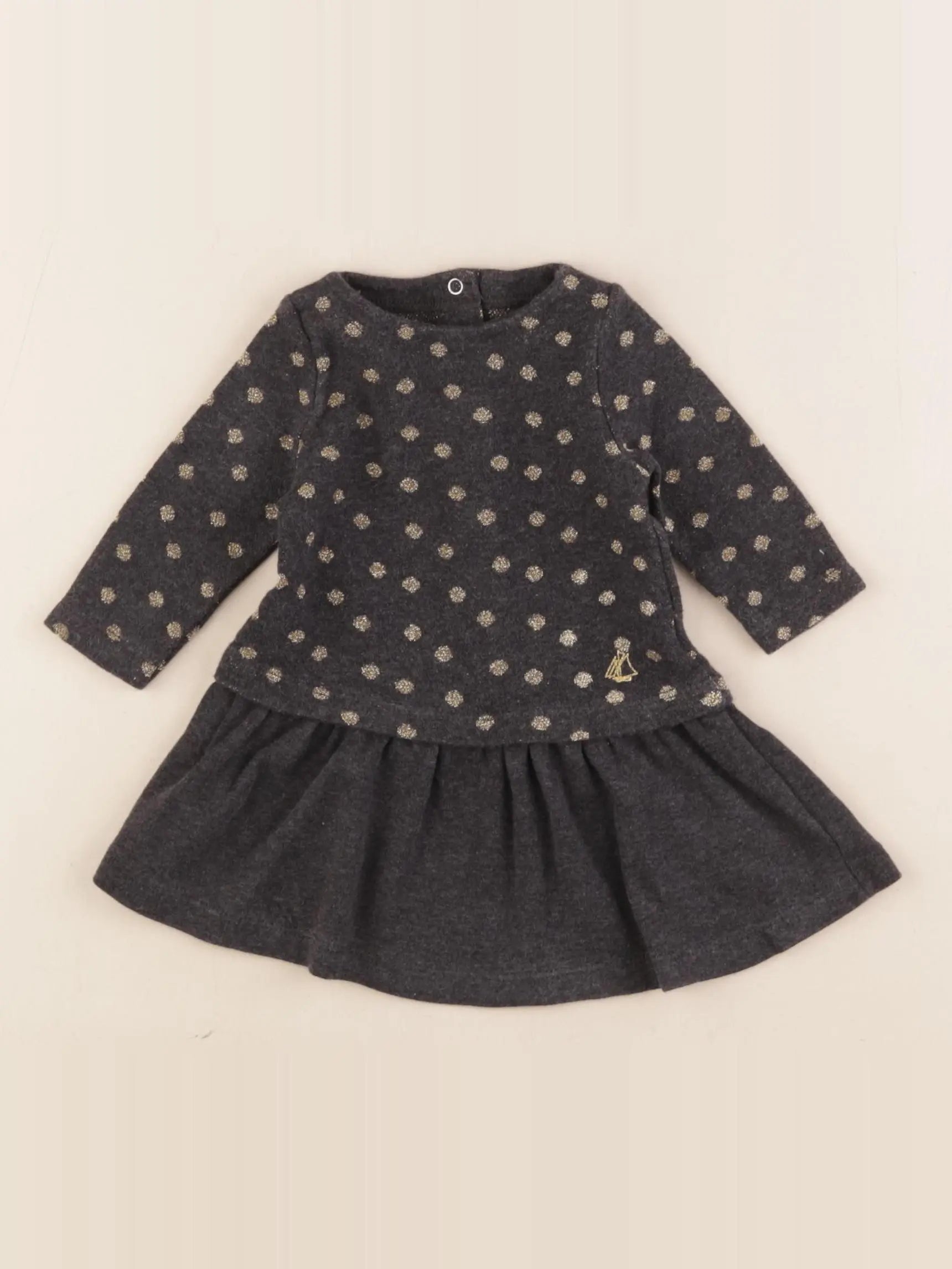 Petit Bateau - robe gris - 3 mois