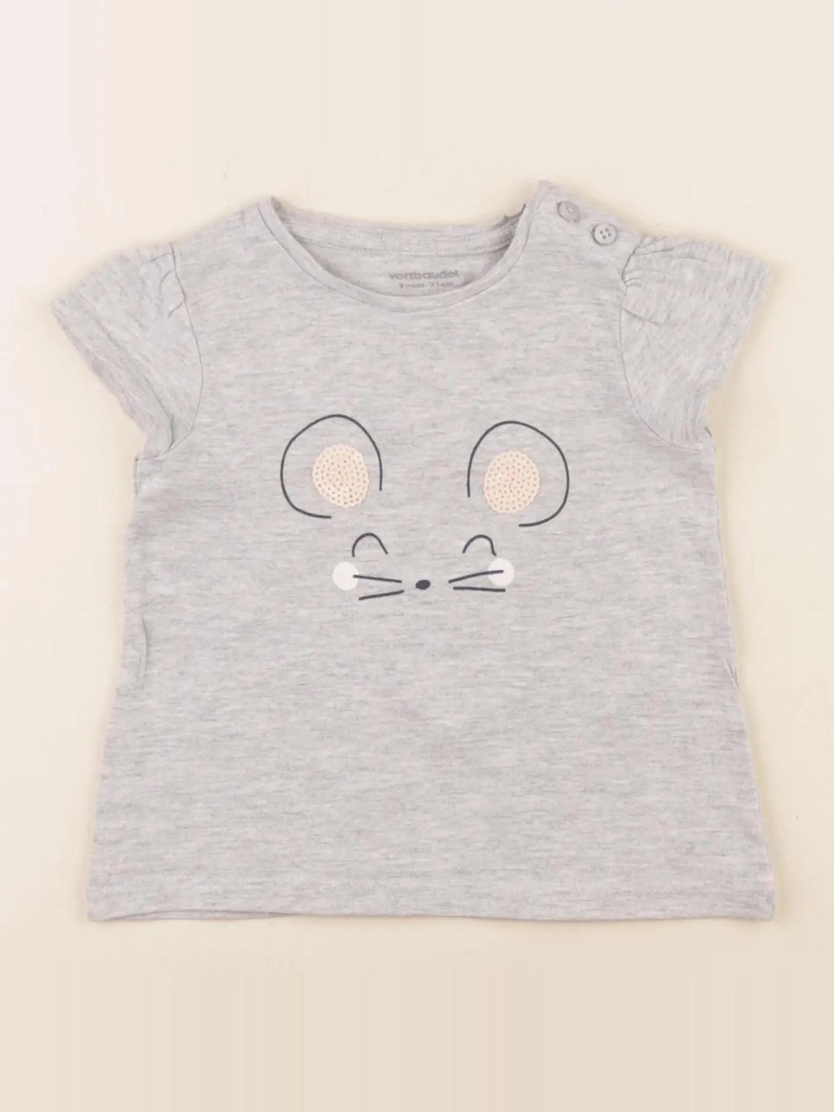 Vertbaudet - tee-shirt gris - 9 mois