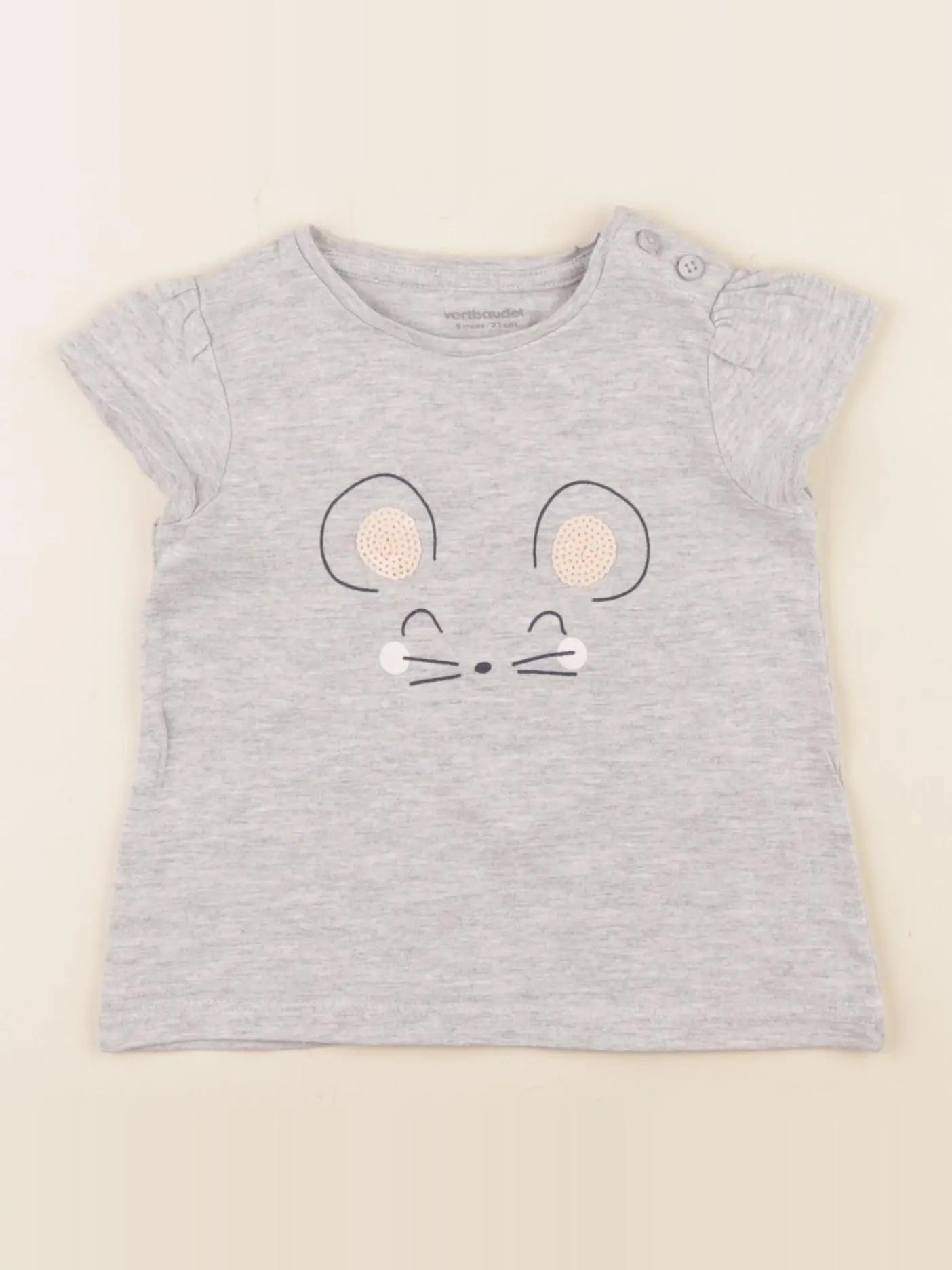 Vertbaudet - tee-shirt gris - 9 mois