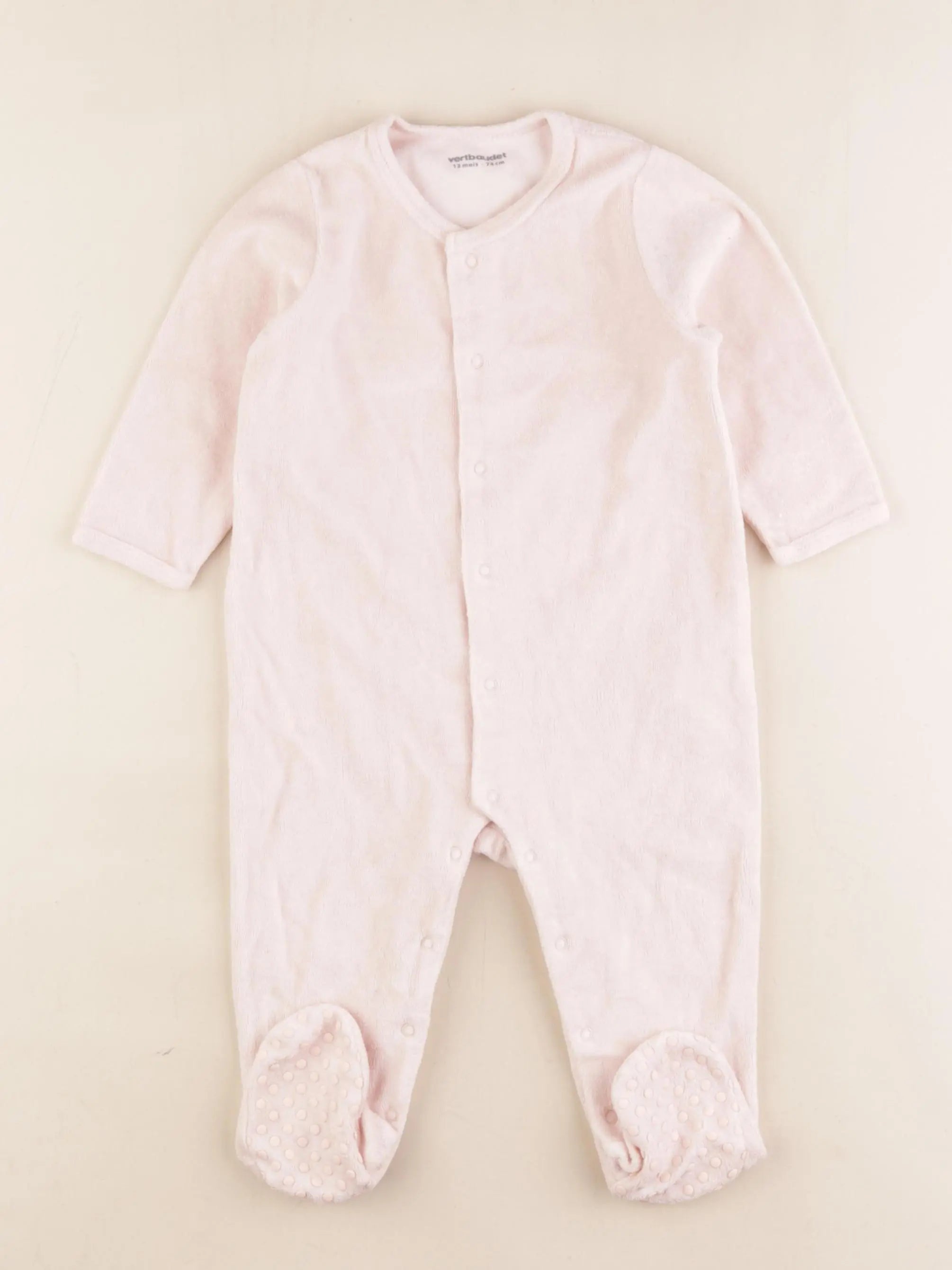 Vertbaudet - pyjama velours rose - 12 mois