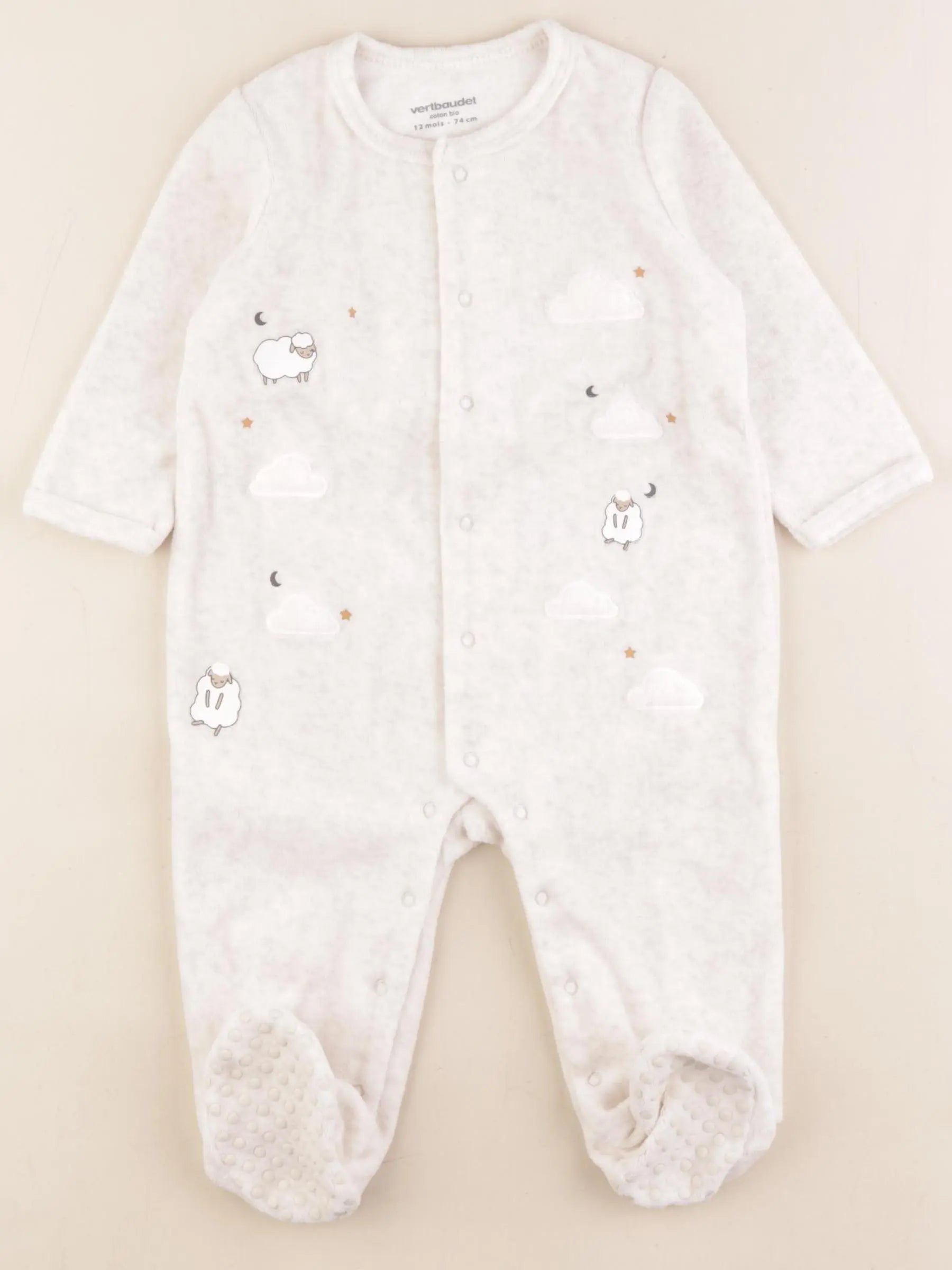 Vertbaudet - pyjama velours beige - 12 mois