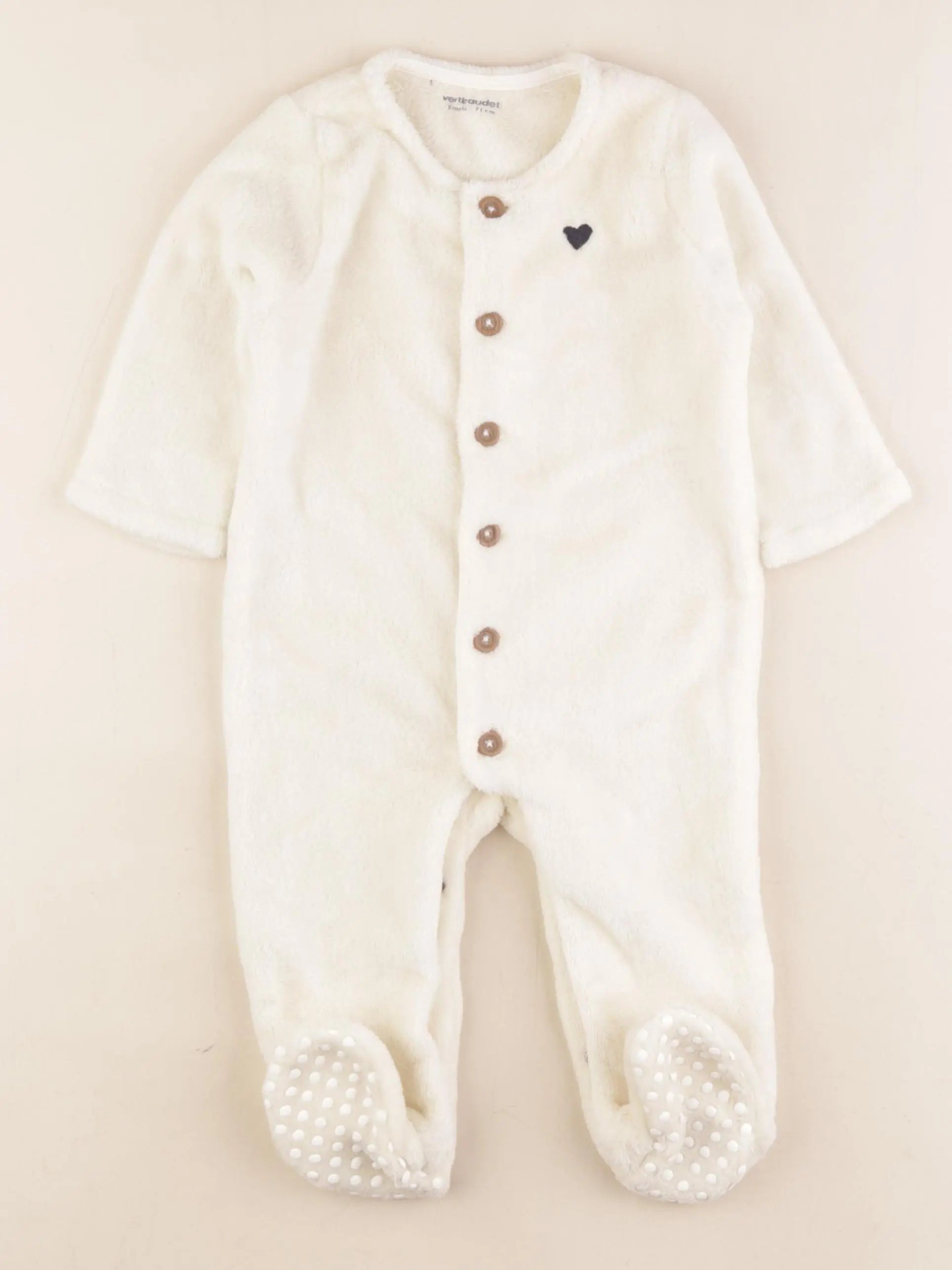 Vertbaudet - sur-pyjama beige - 9 mois