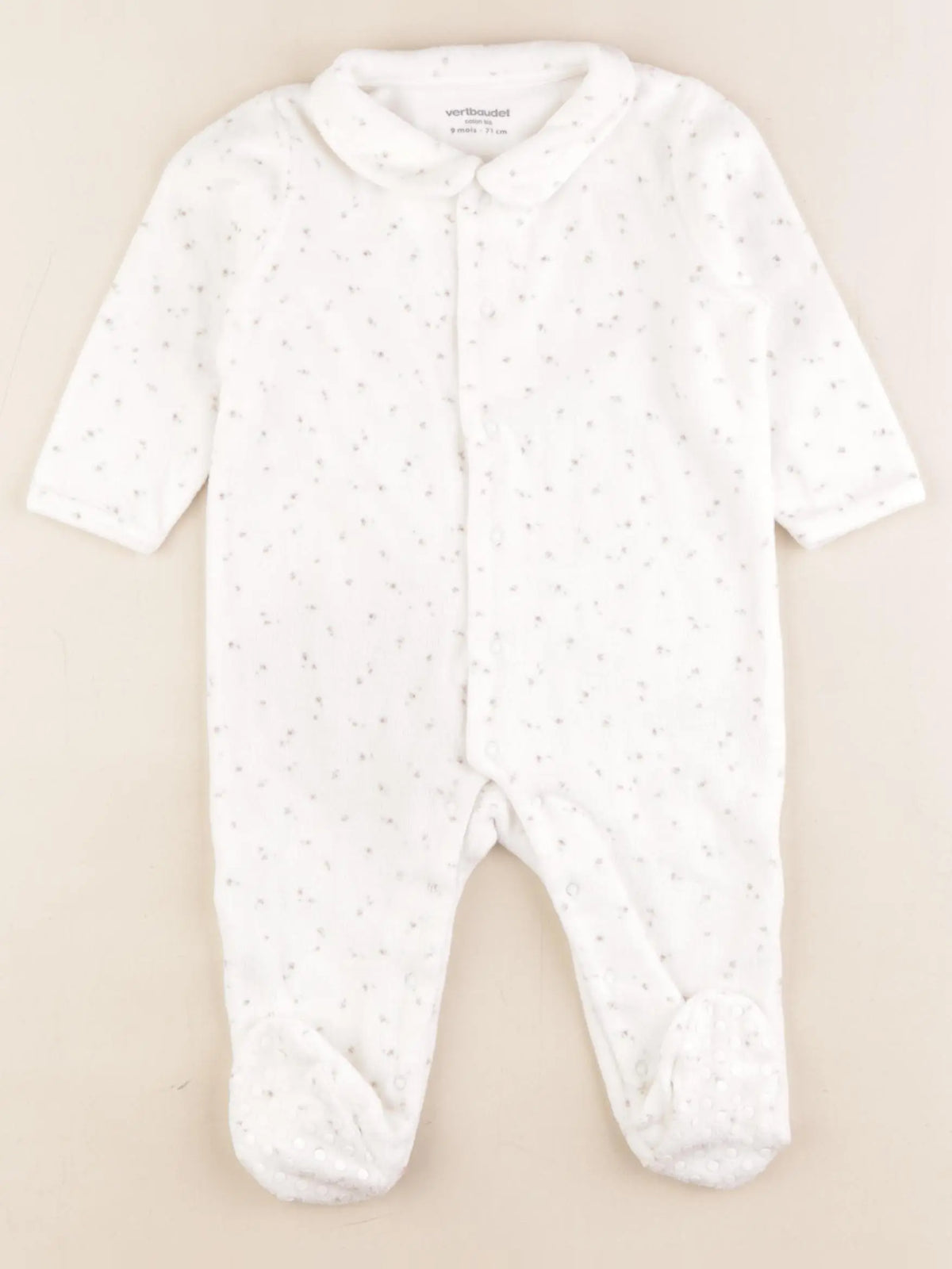 Vertbaudet - pyjama velours blanc - 9 mois