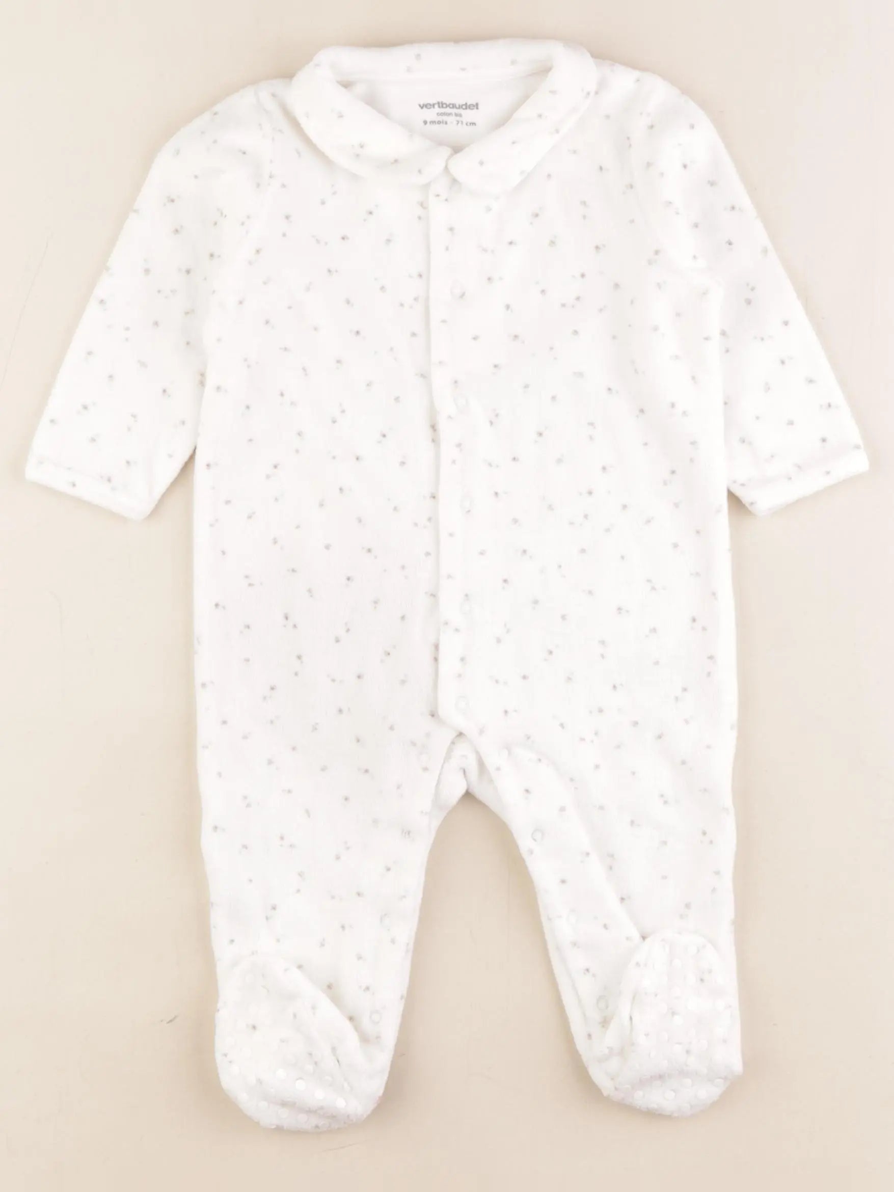Vertbaudet - pyjama velours blanc - 9 mois
