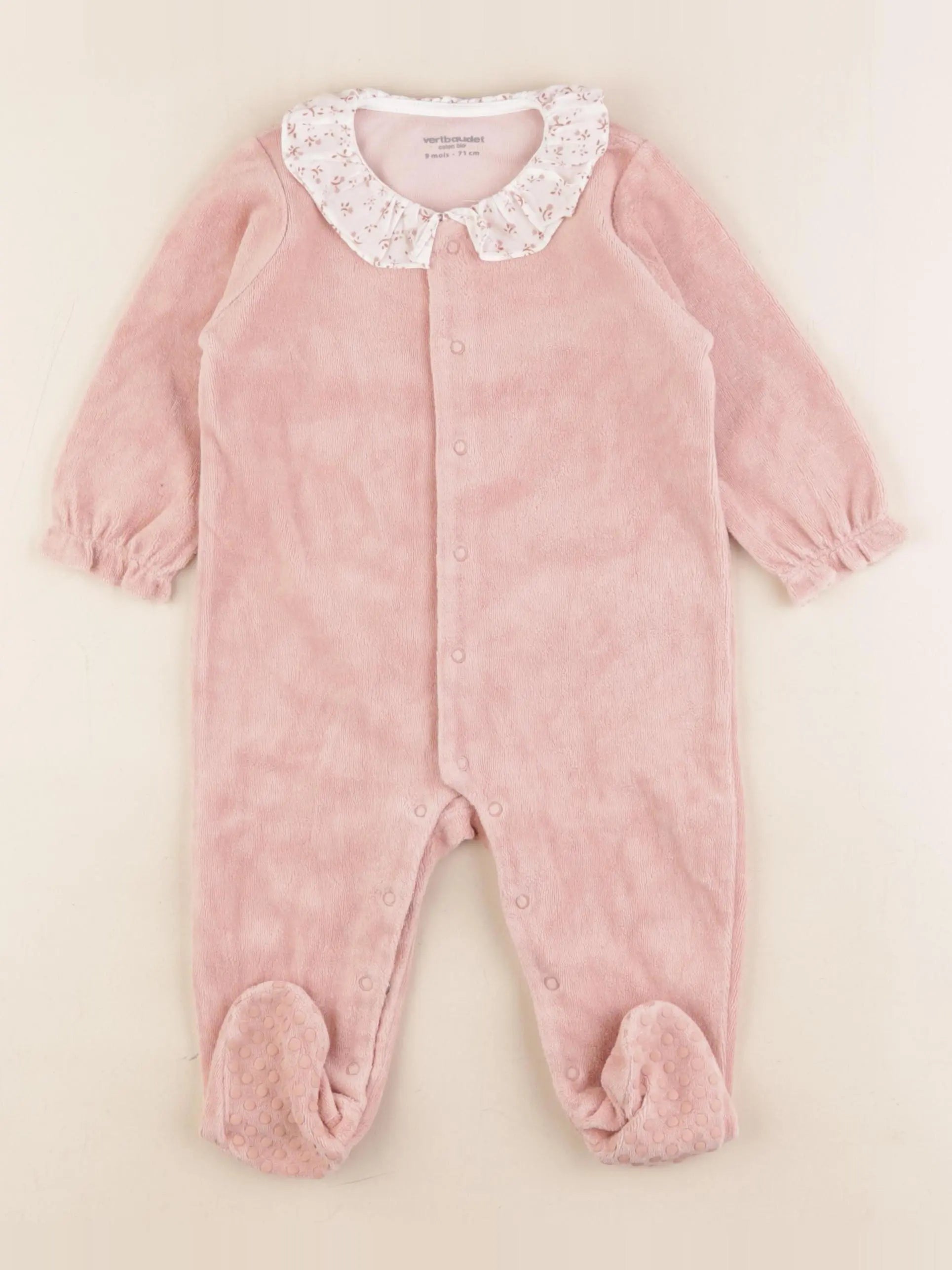 Vertbaudet - pyjama velours rose - 9 mois