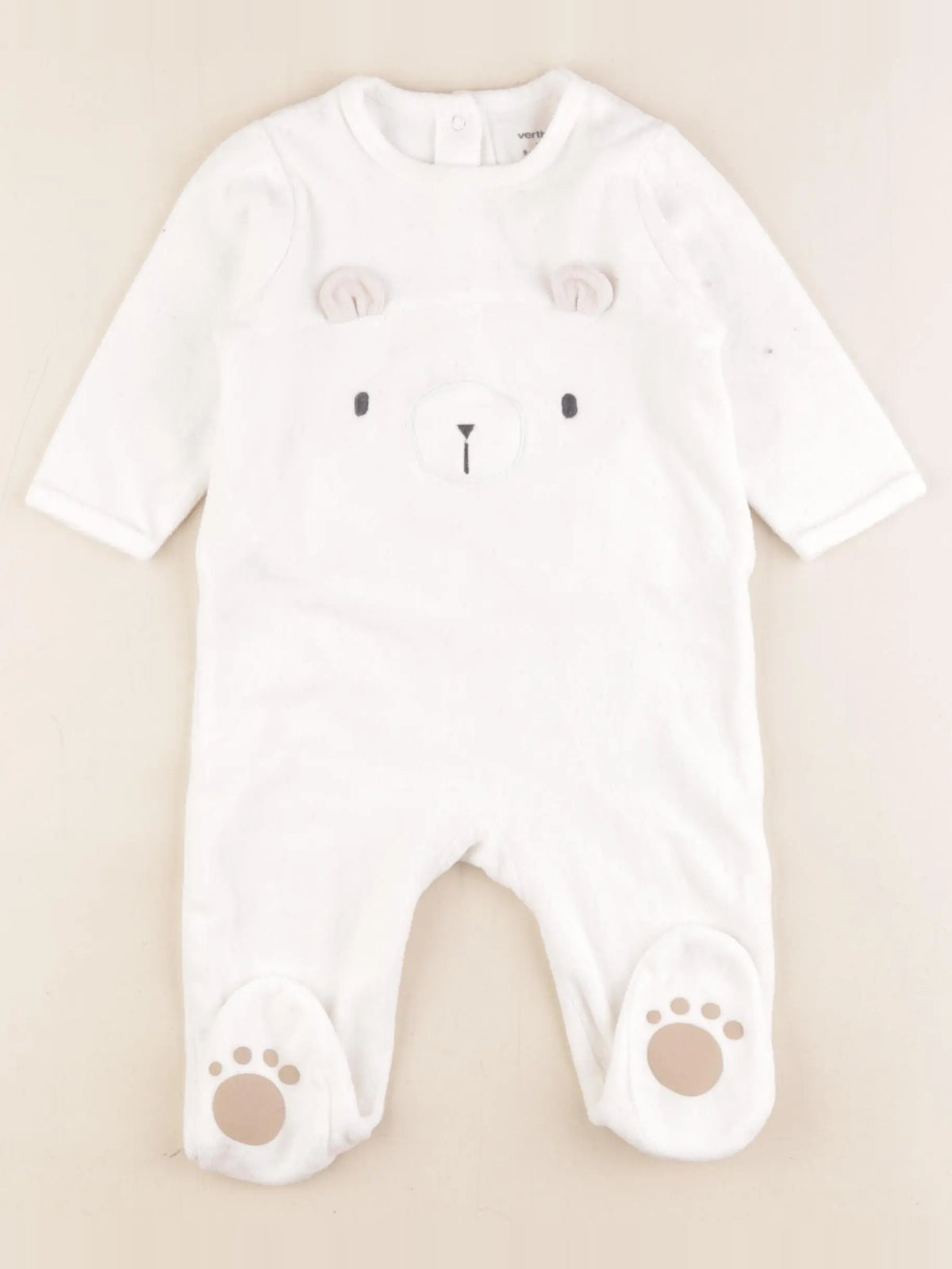 Vertbaudet - pyjama velours blanc - 9 mois