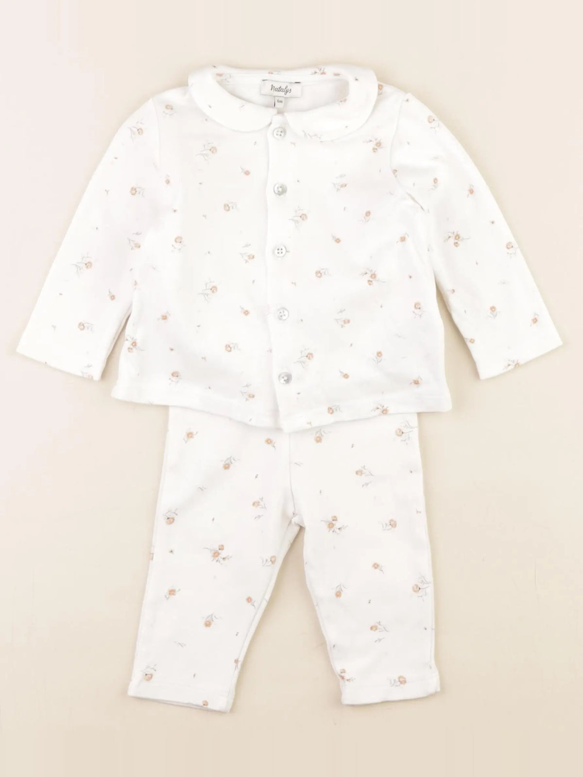 Natalys - ensemble blanc, marron - 6 mois