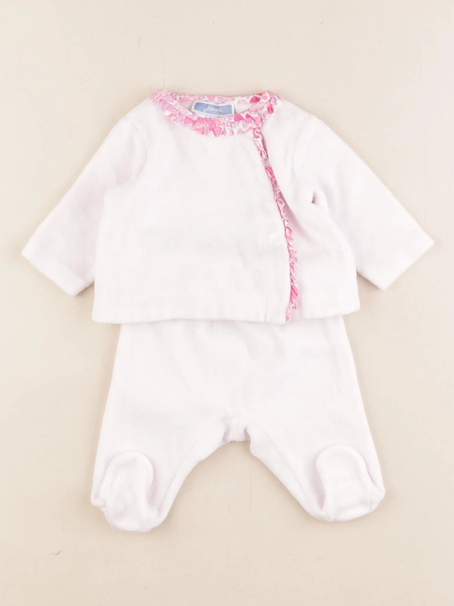 Jacadi - pyjama velours rose - 1 mois