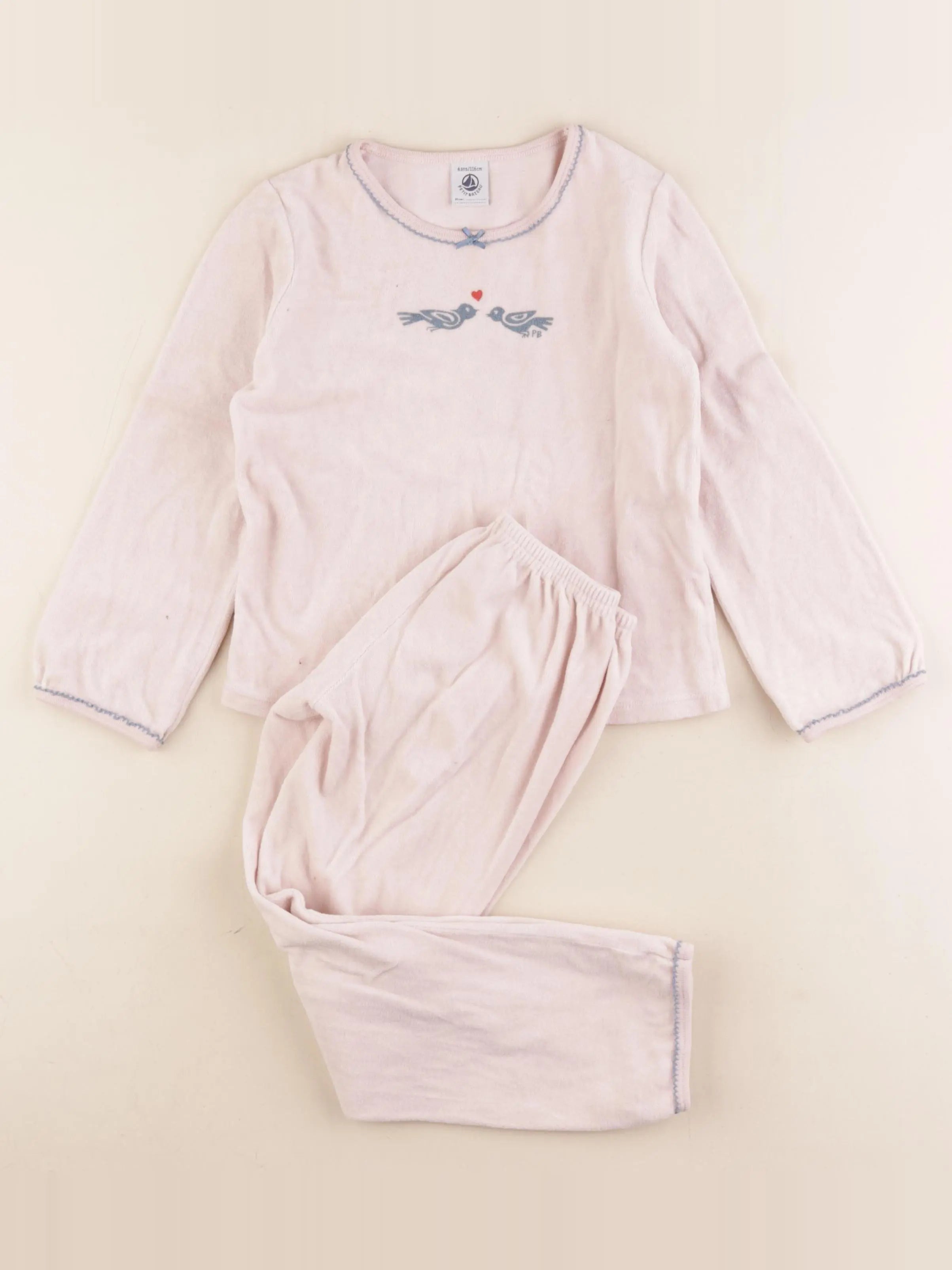 Petit Bateau - pyjama velours rose - 6 ans