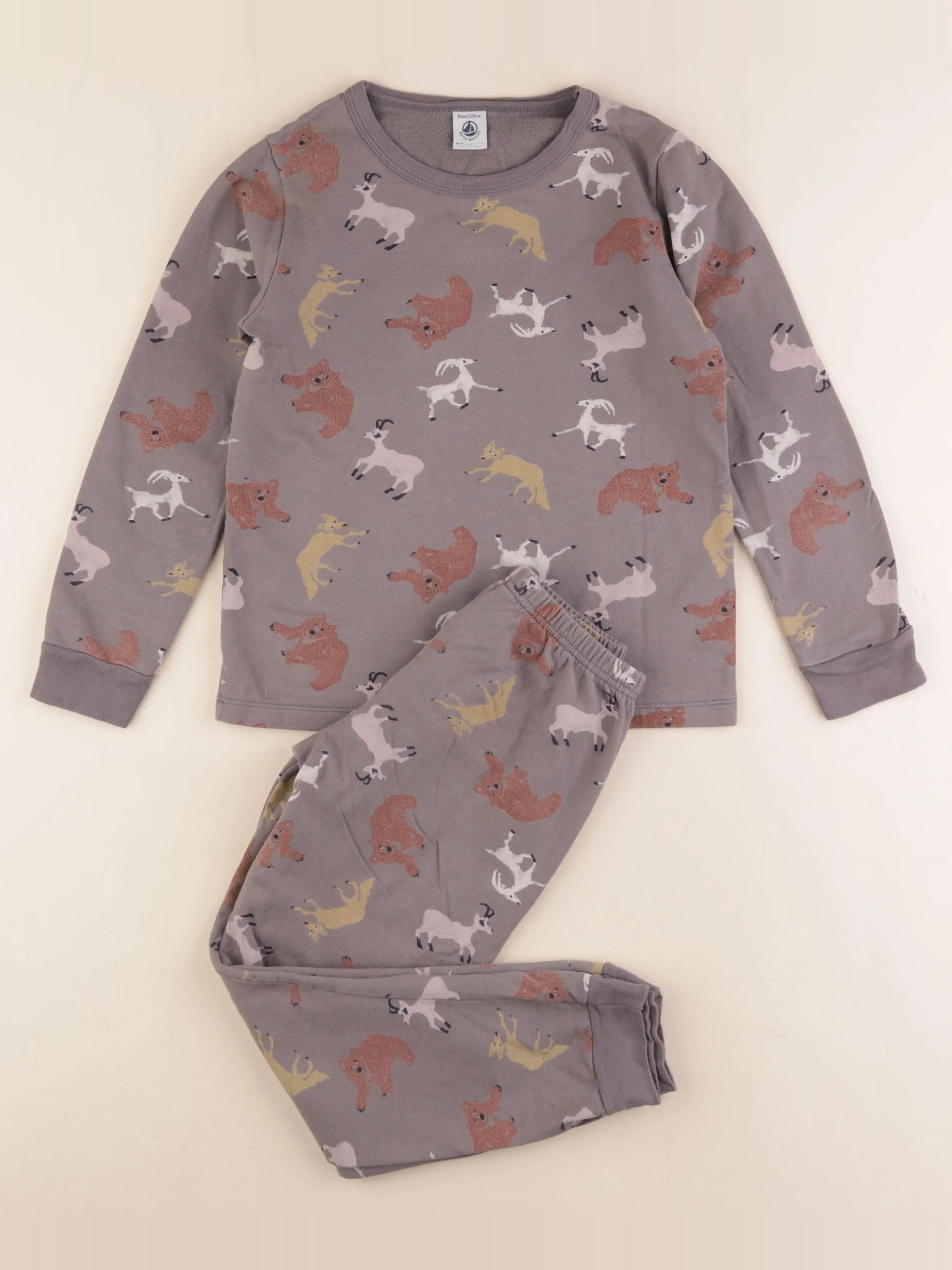 Petit Bateau - pyjama coton marron - 8 ans