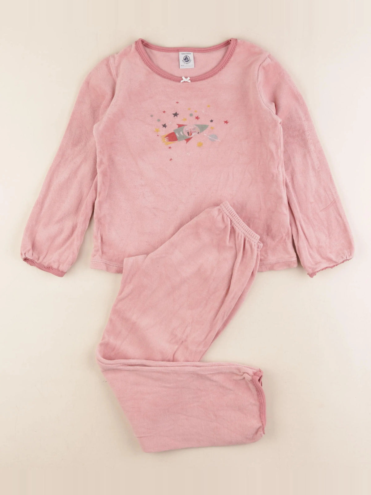 Petit Bateau - pyjama velours rose - 6 ans