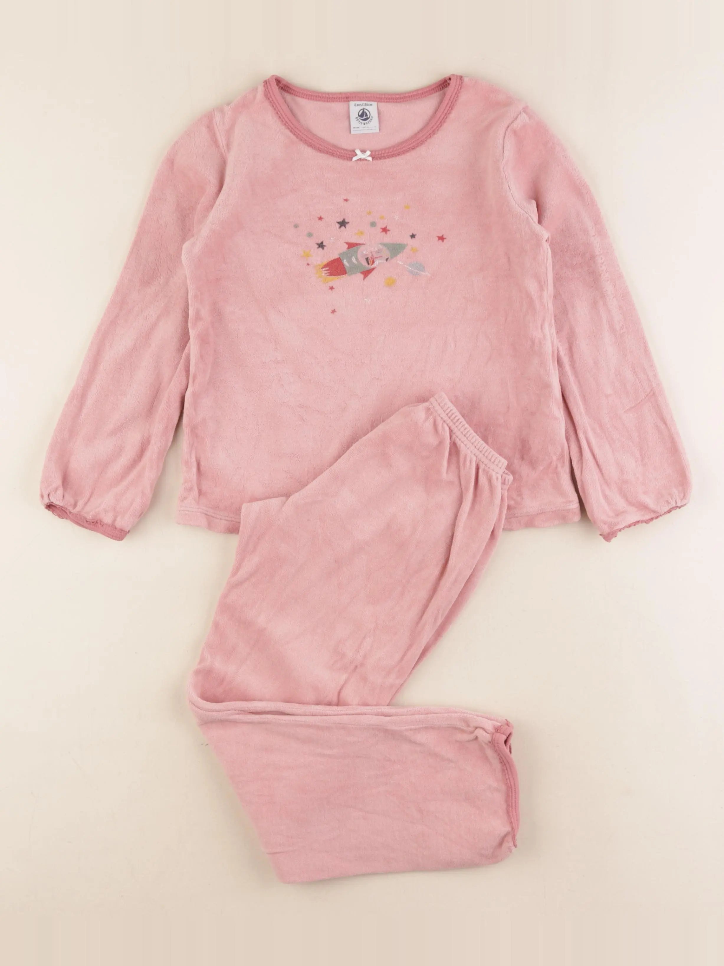 Petit Bateau - pyjama velours rose - 6 ans