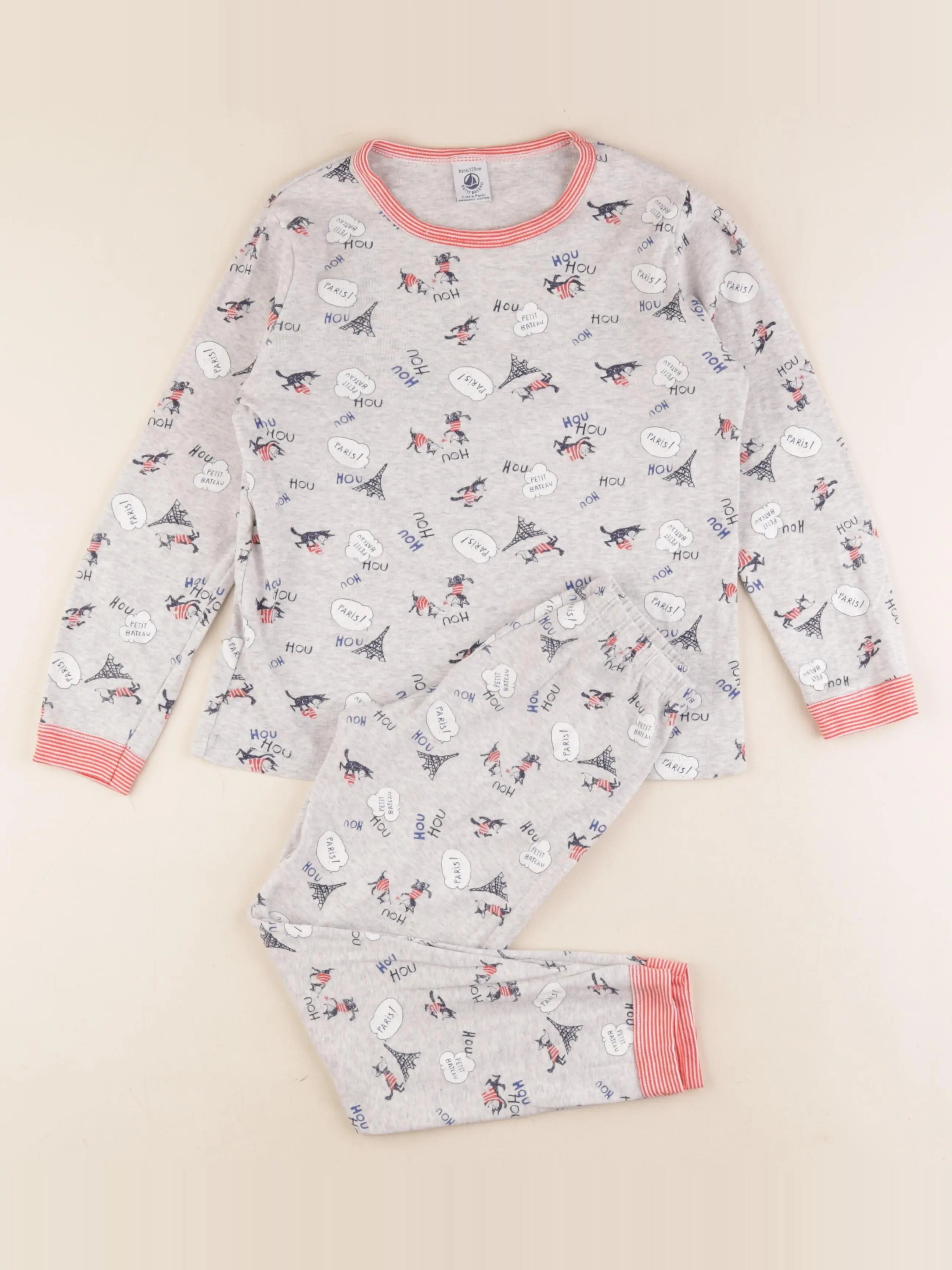 Petit Bateau - pyjama coton gris - 8 ans