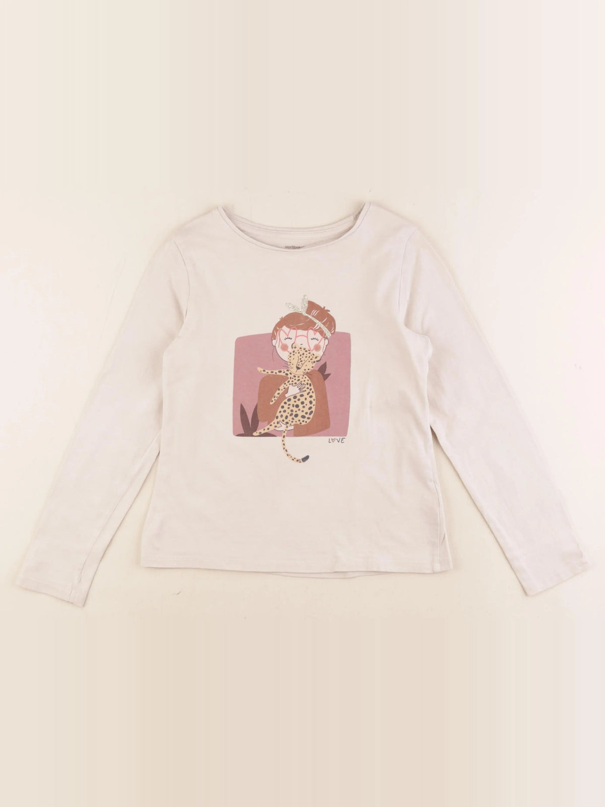 Vertbaudet - tee-shirt beige - 8 ans