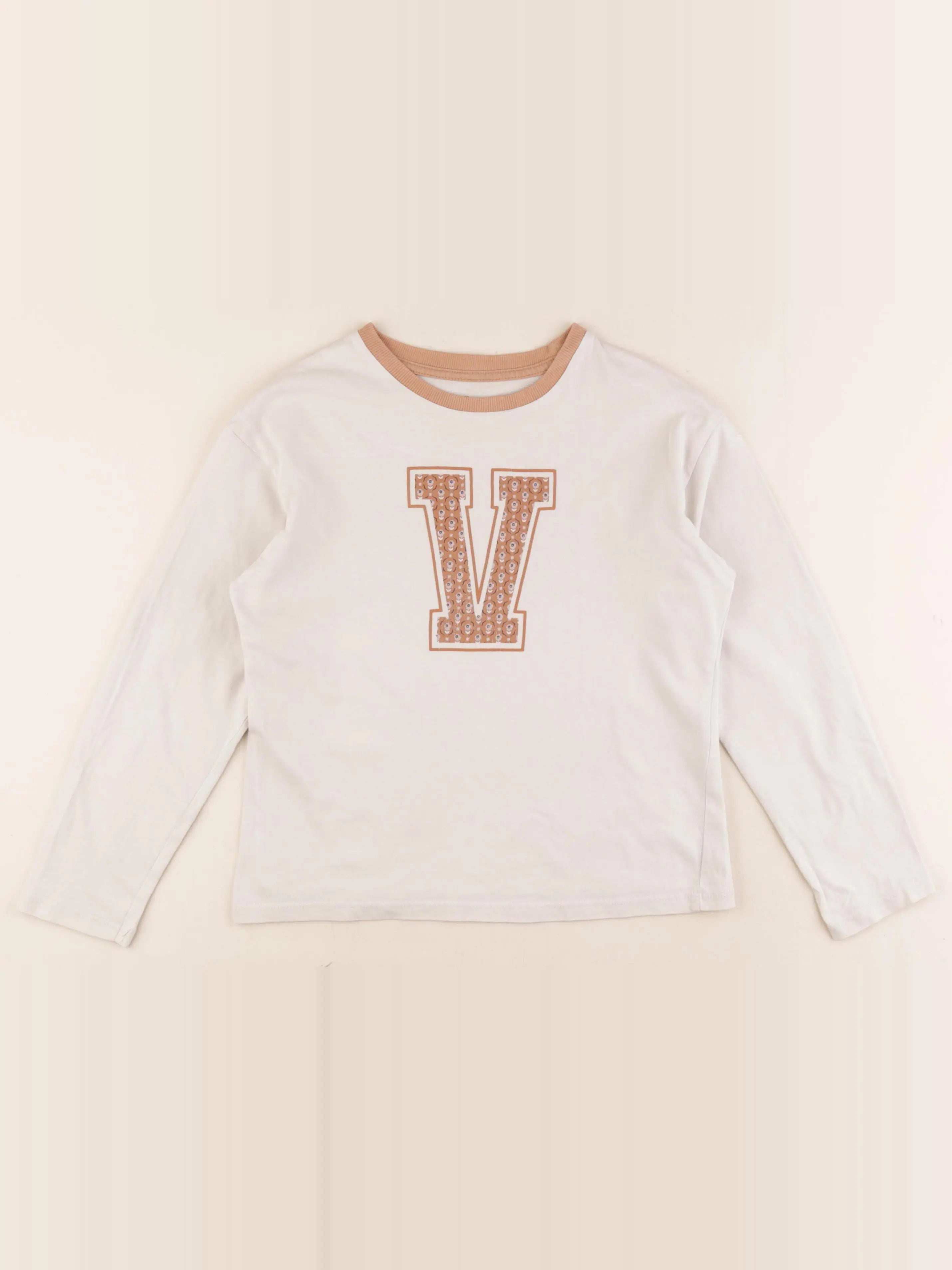 Vertbaudet - tee-shirt beige - 8 ans