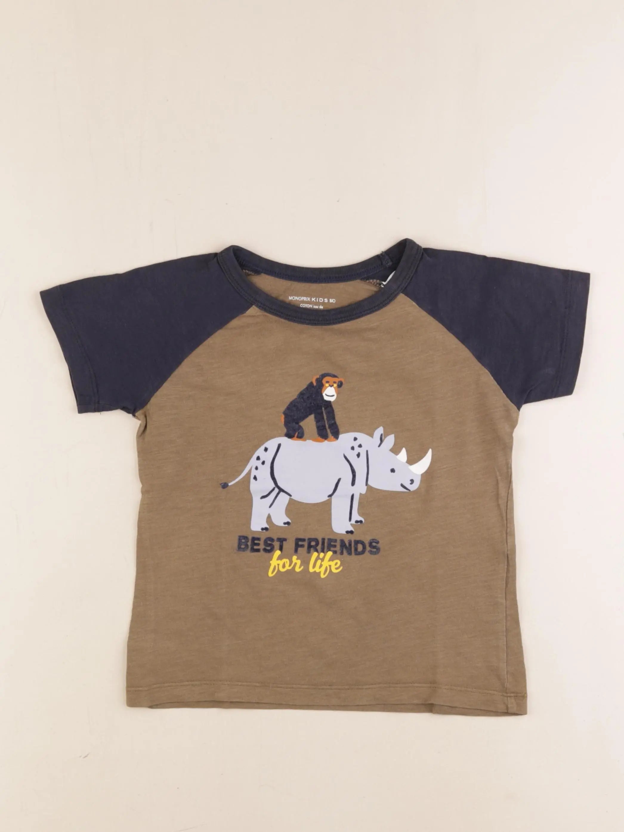 Monoprix - tee-shirt bleu, vert - 5 ans