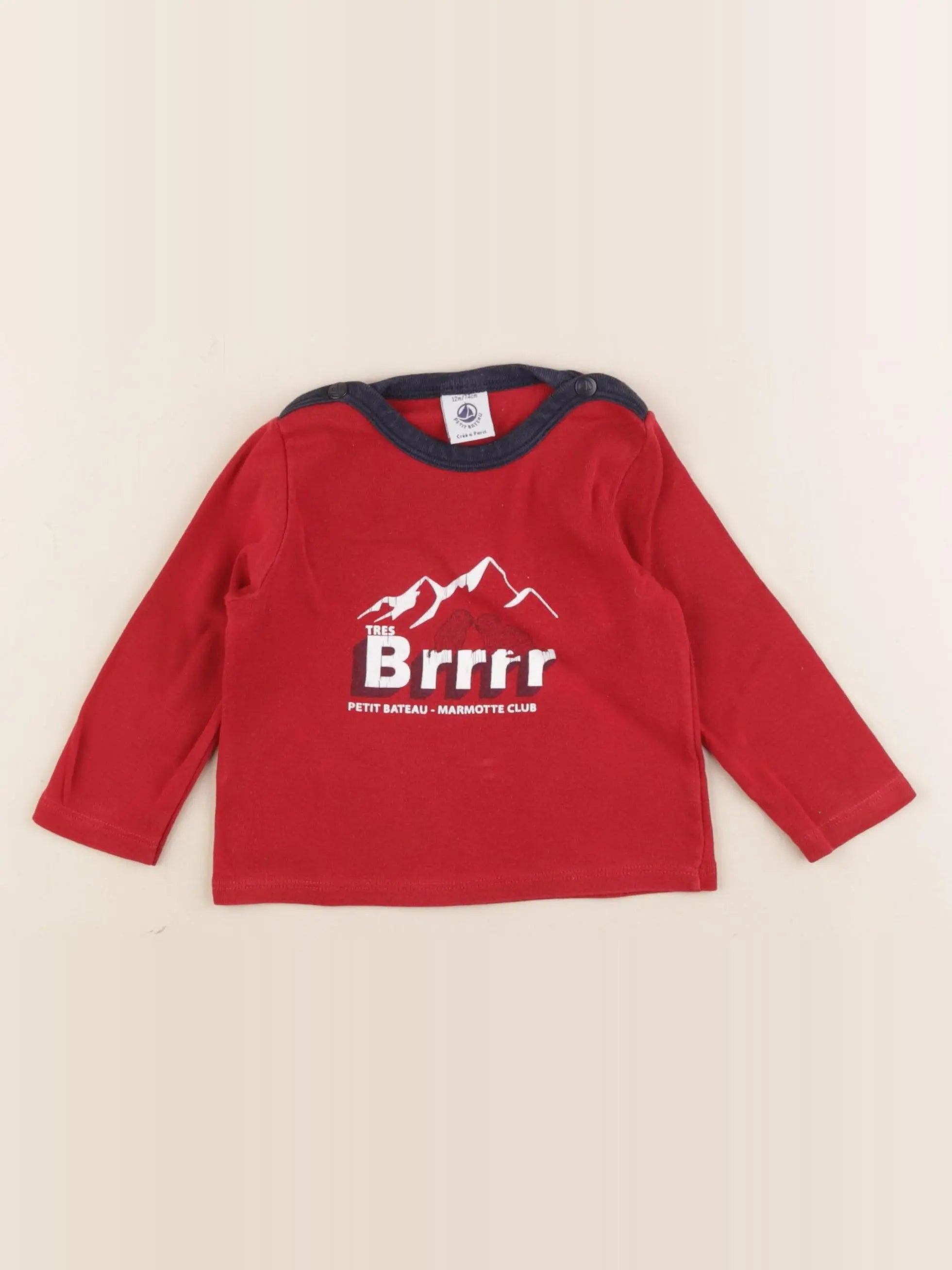 Petit Bateau - tee-shirt rouge - 12 mois