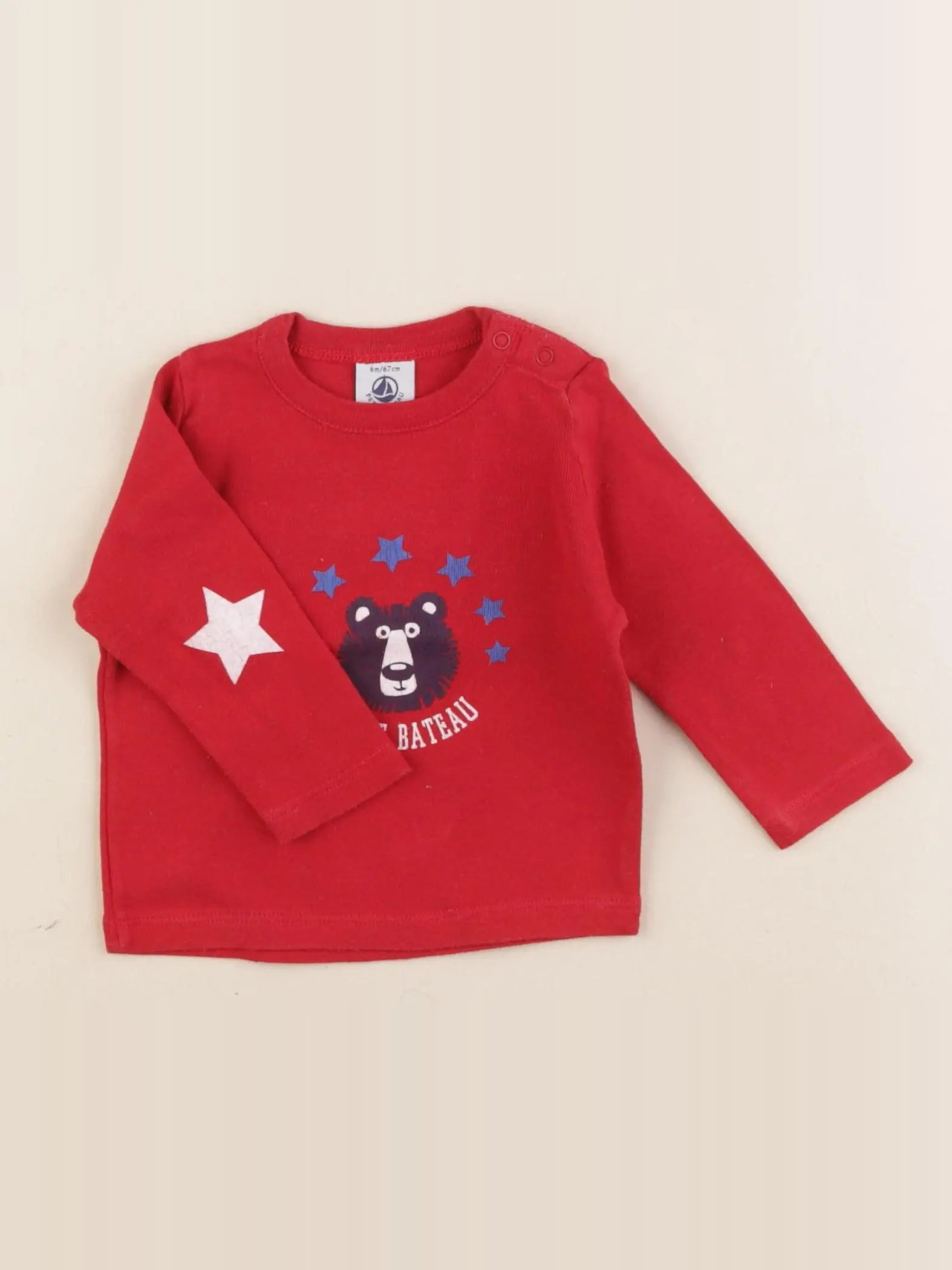 Petit Bateau - tee-shirt rouge - 12 mois