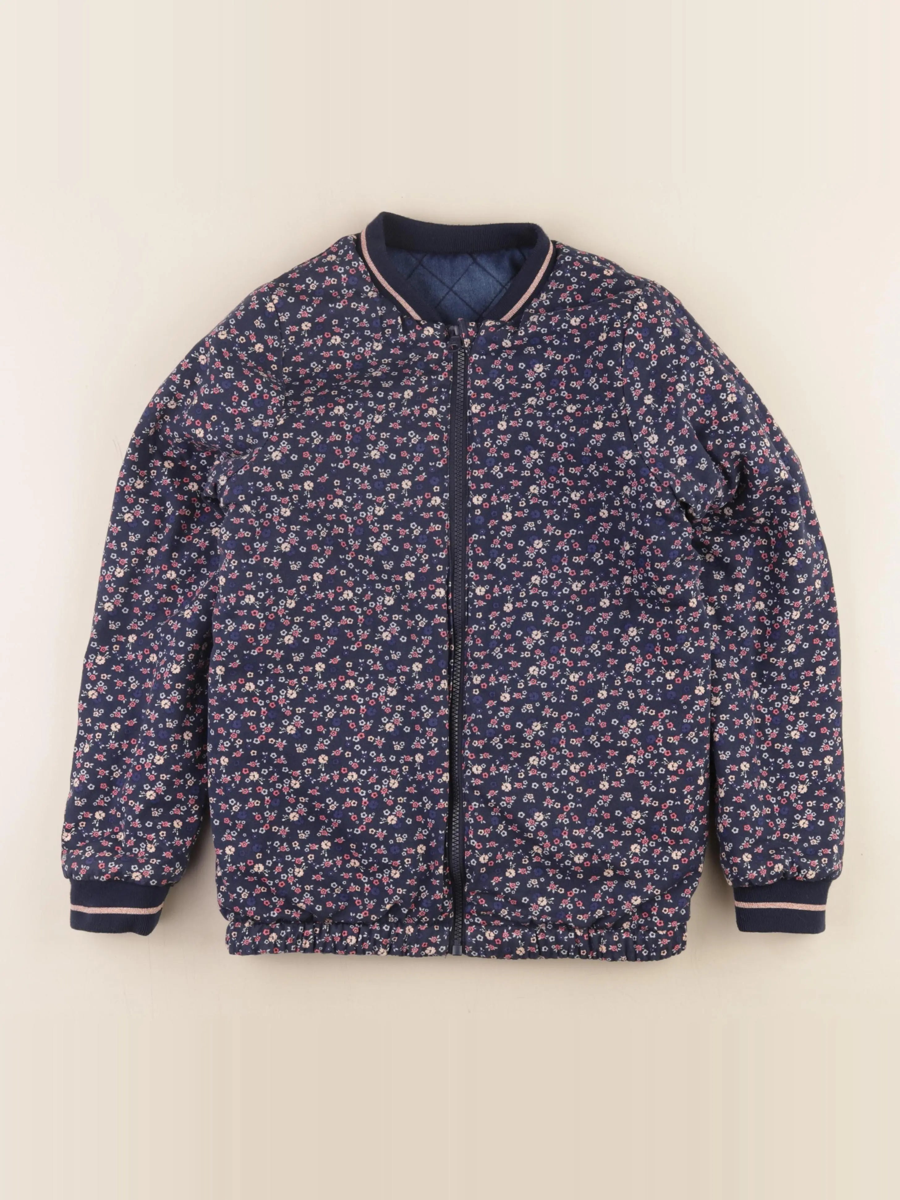 Vertbaudet - veste réversible bleu - 12 ans