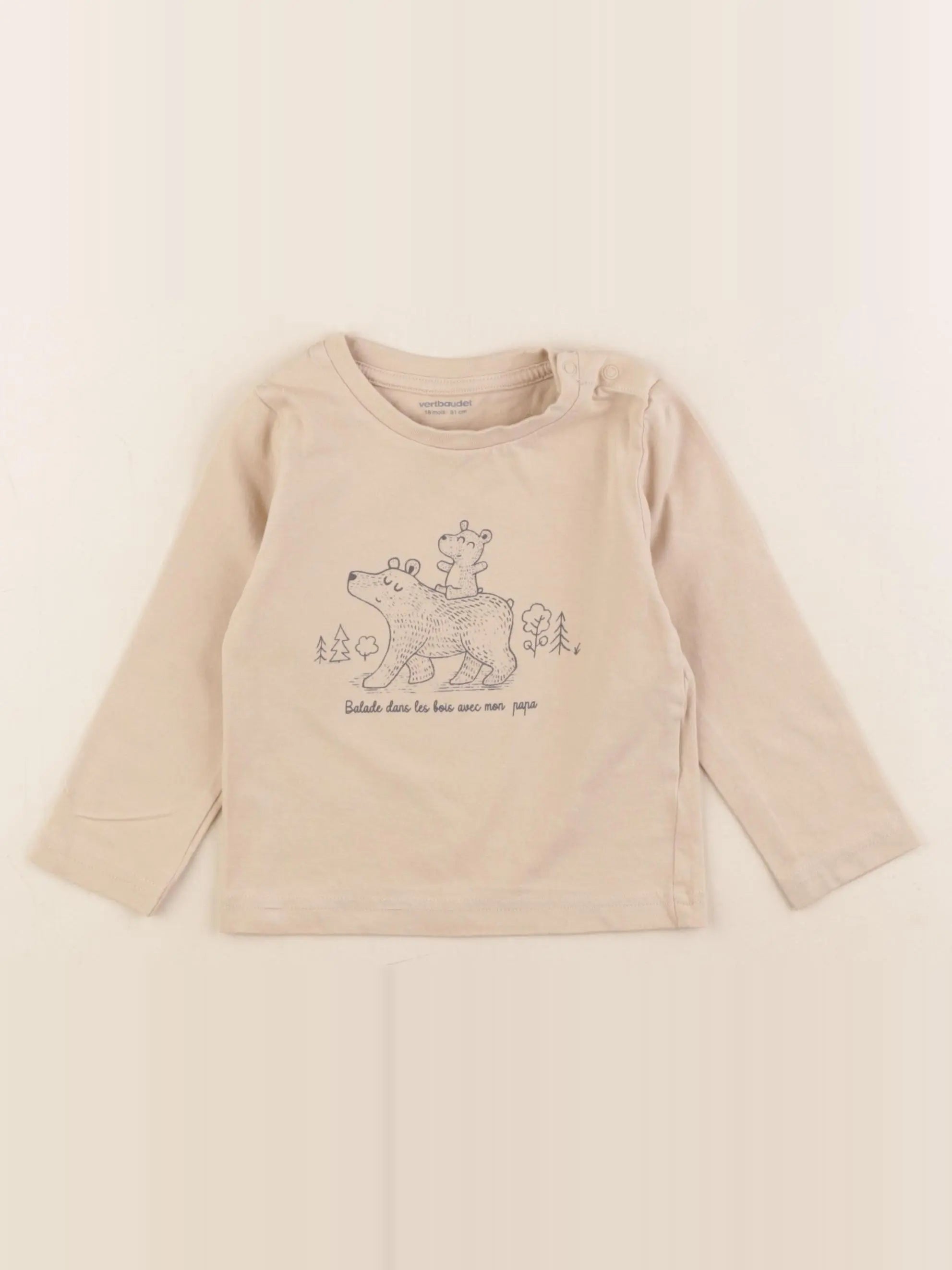 Vertbaudet - tee-shirt beige - 18 mois