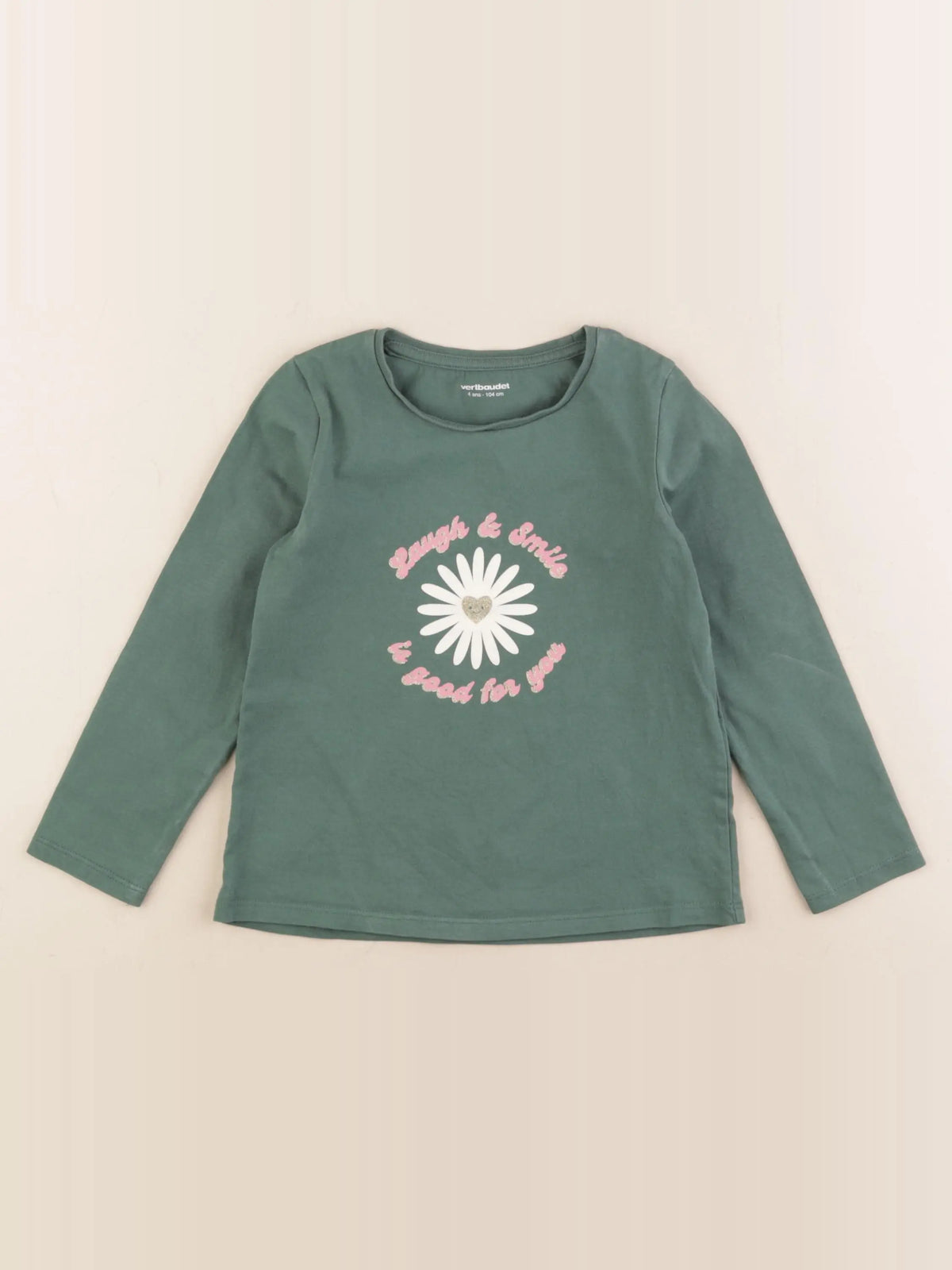 Vertbaudet - tee-shirt vert - 4 ans