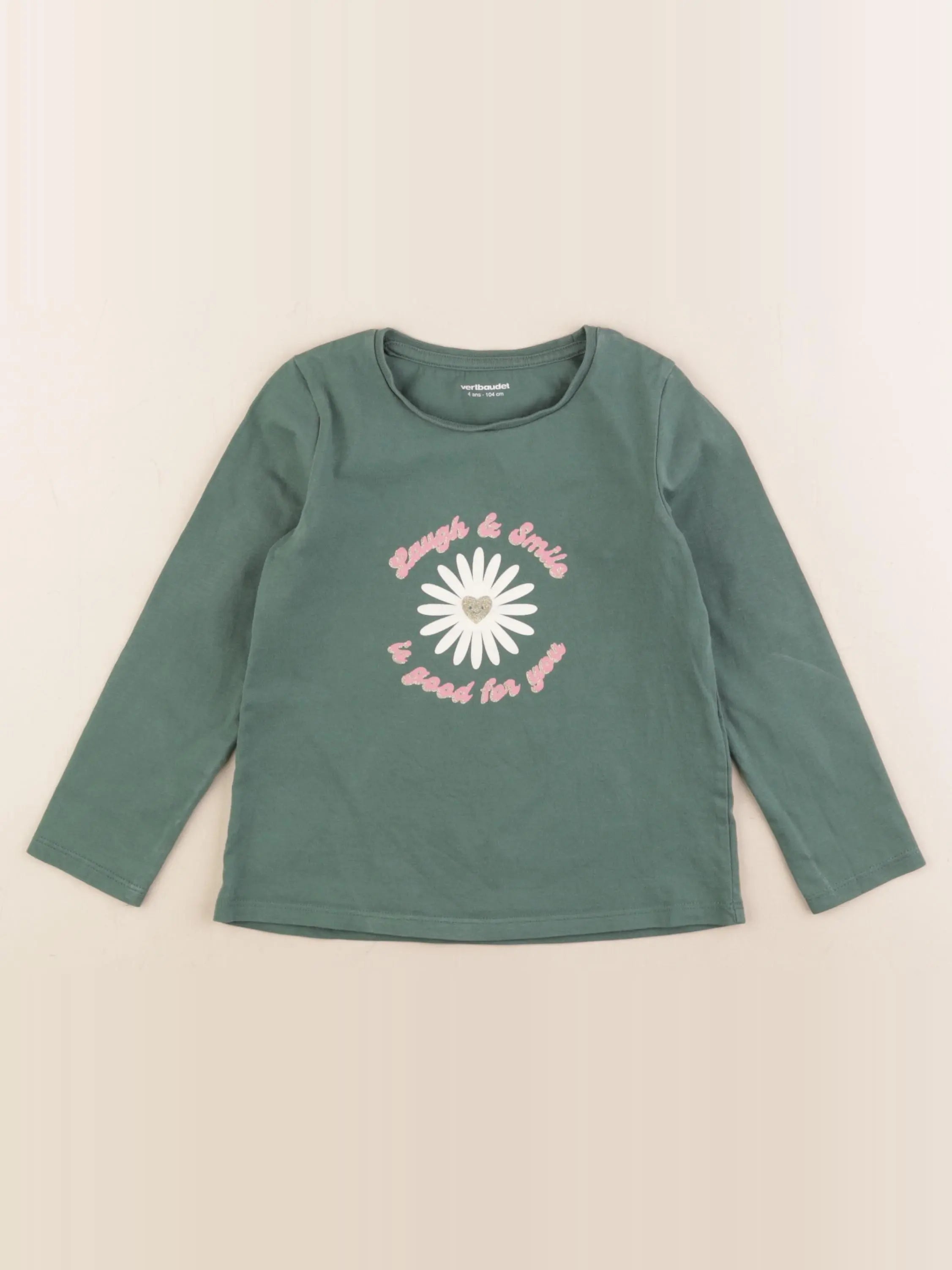 Vertbaudet - tee-shirt vert - 4 ans