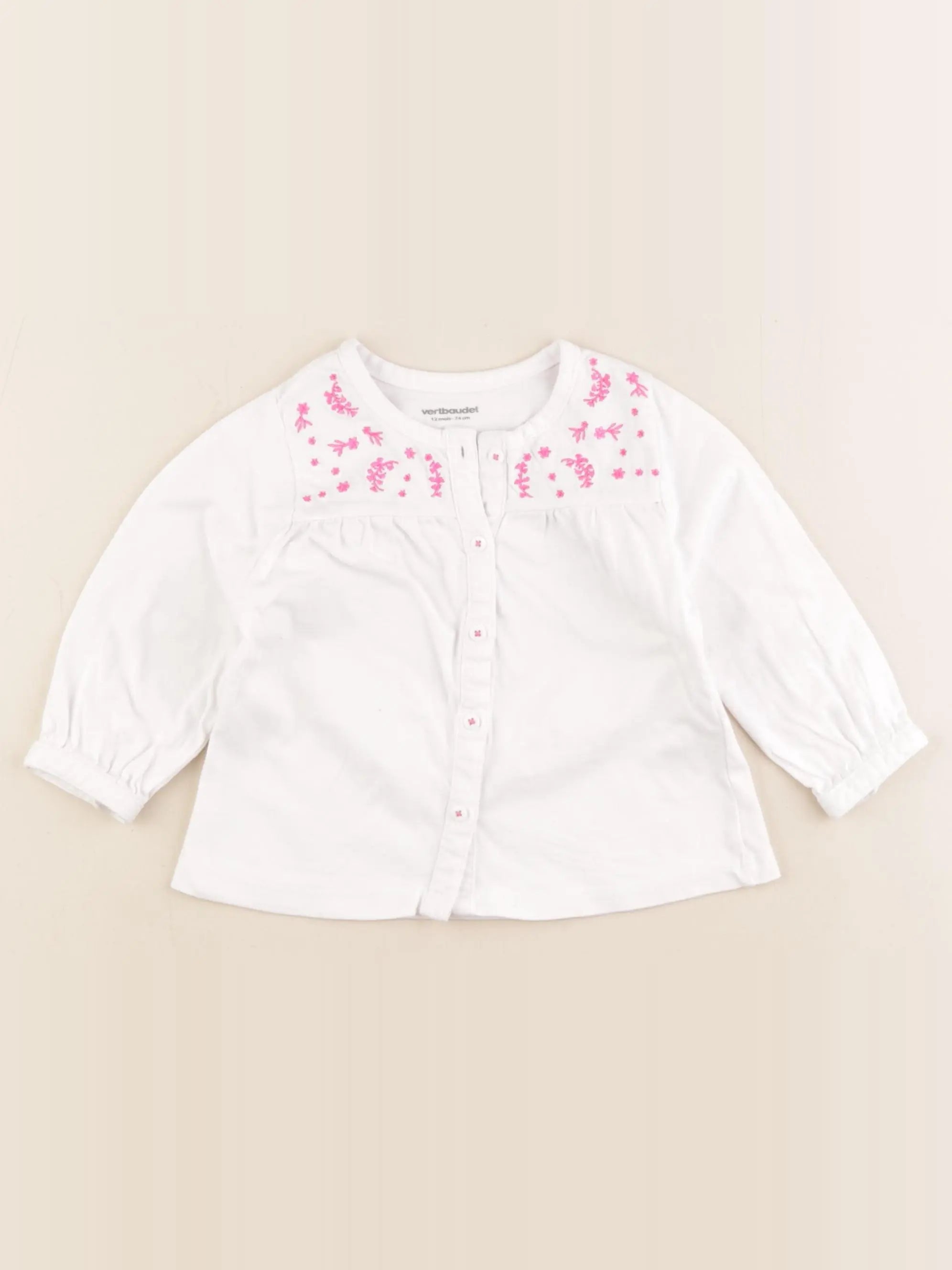 Vertbaudet - tee-shirt blanc - 12 mois
