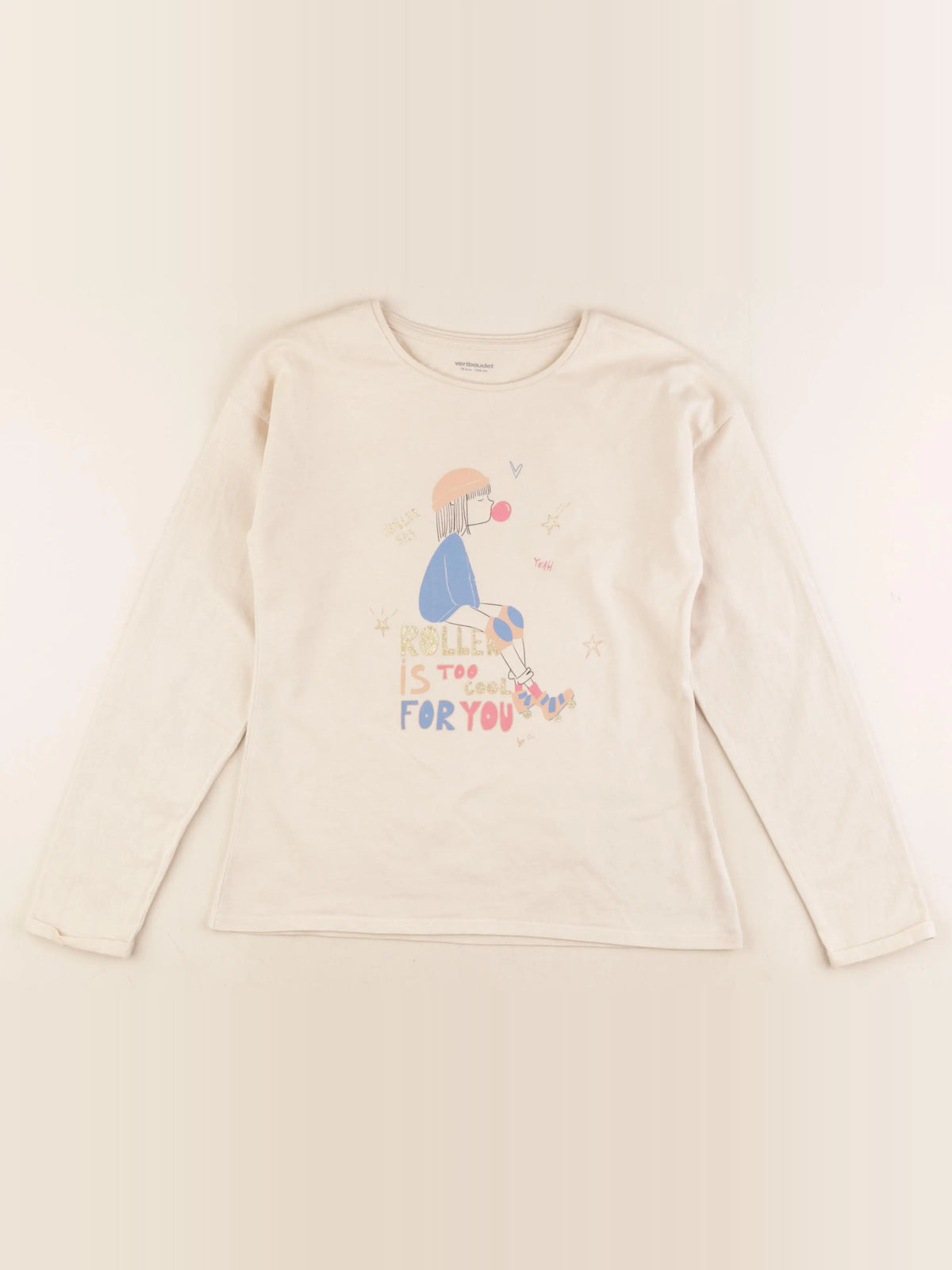 Vertbaudet - tee-shirt beige - 10 ans