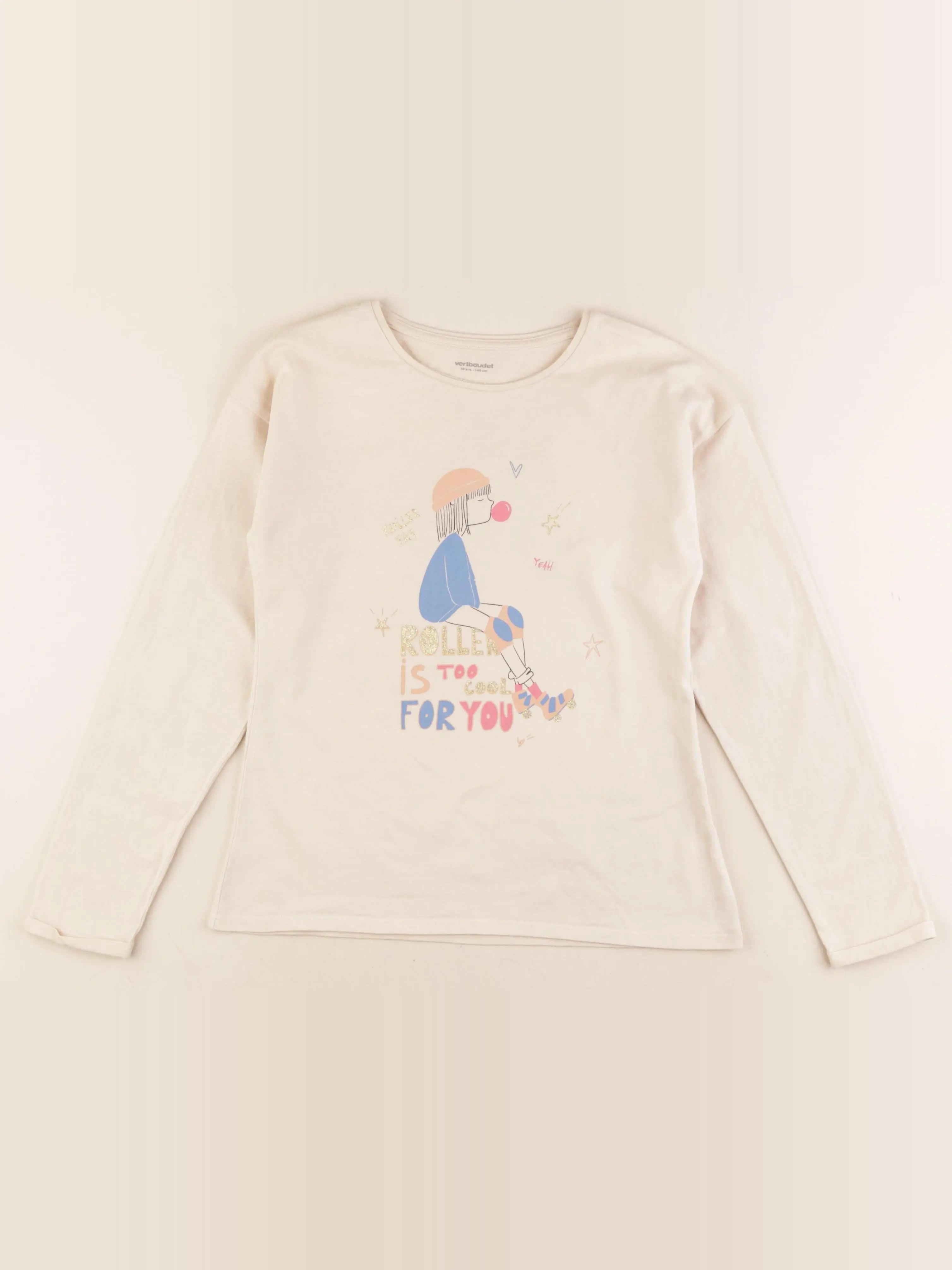 Vertbaudet - tee-shirt beige - 10 ans