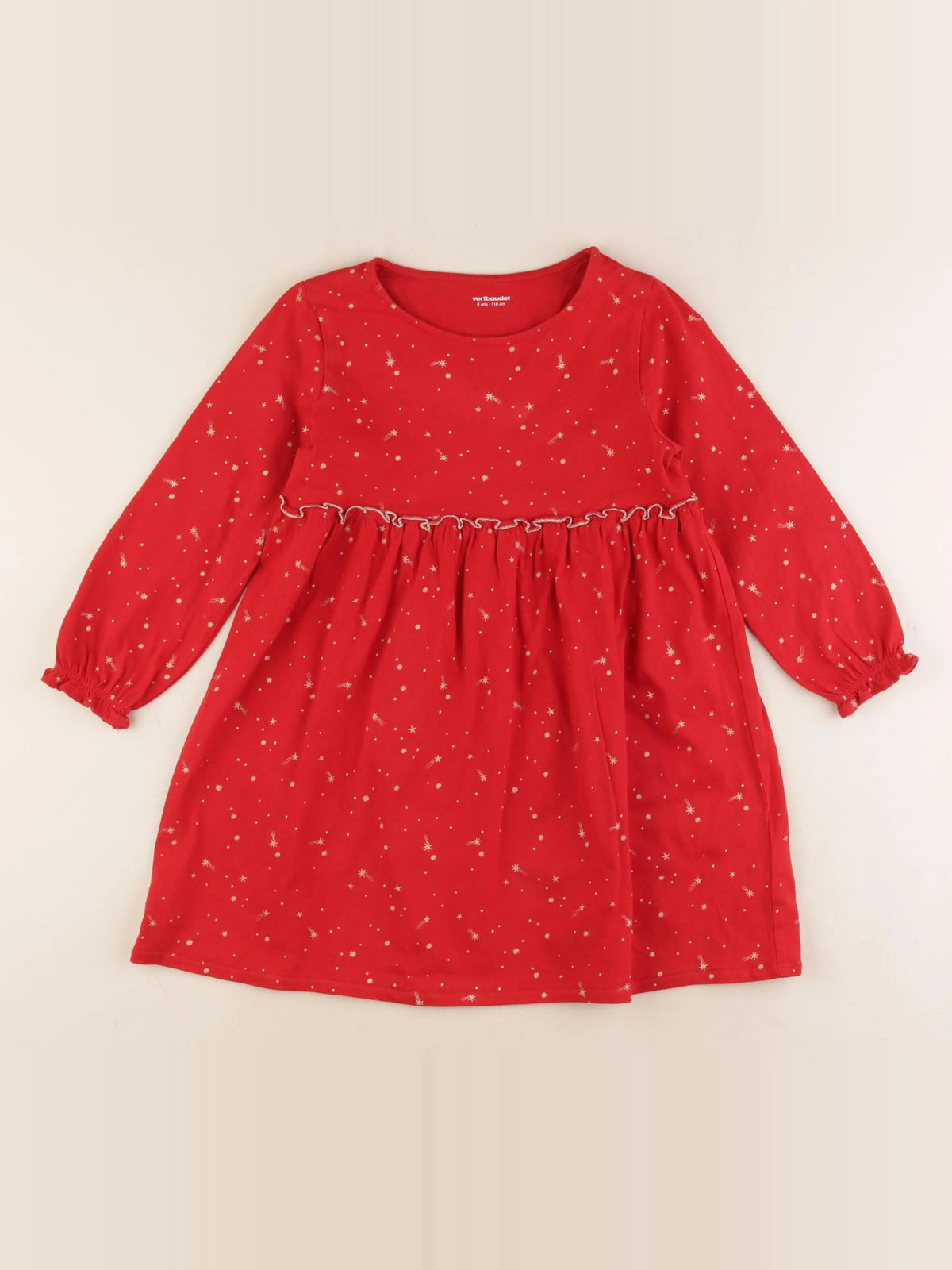 Vertbaudet - robe rouge, or - 6 ans
