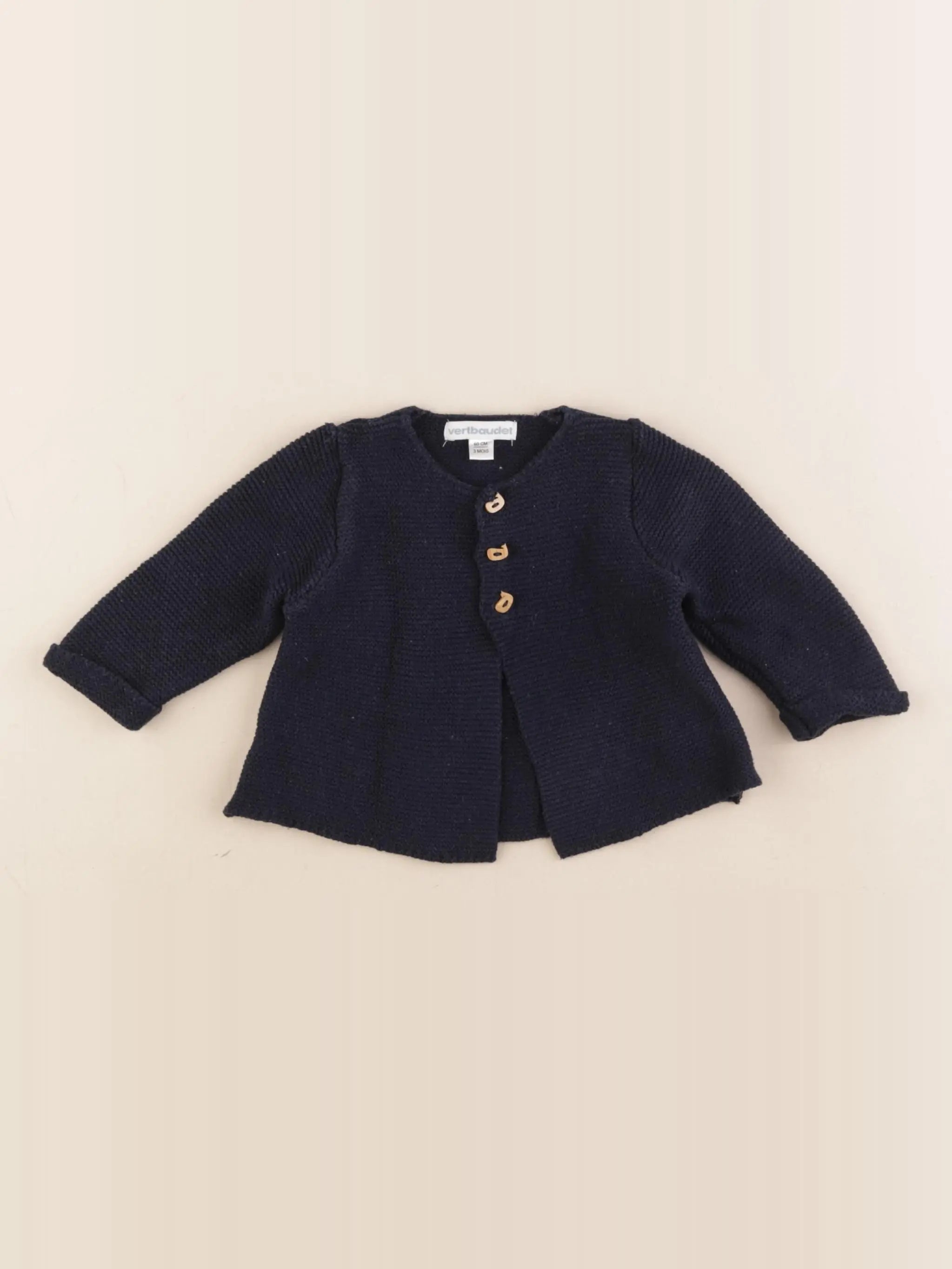 Vertbaudet - gilet bleu - 3 mois