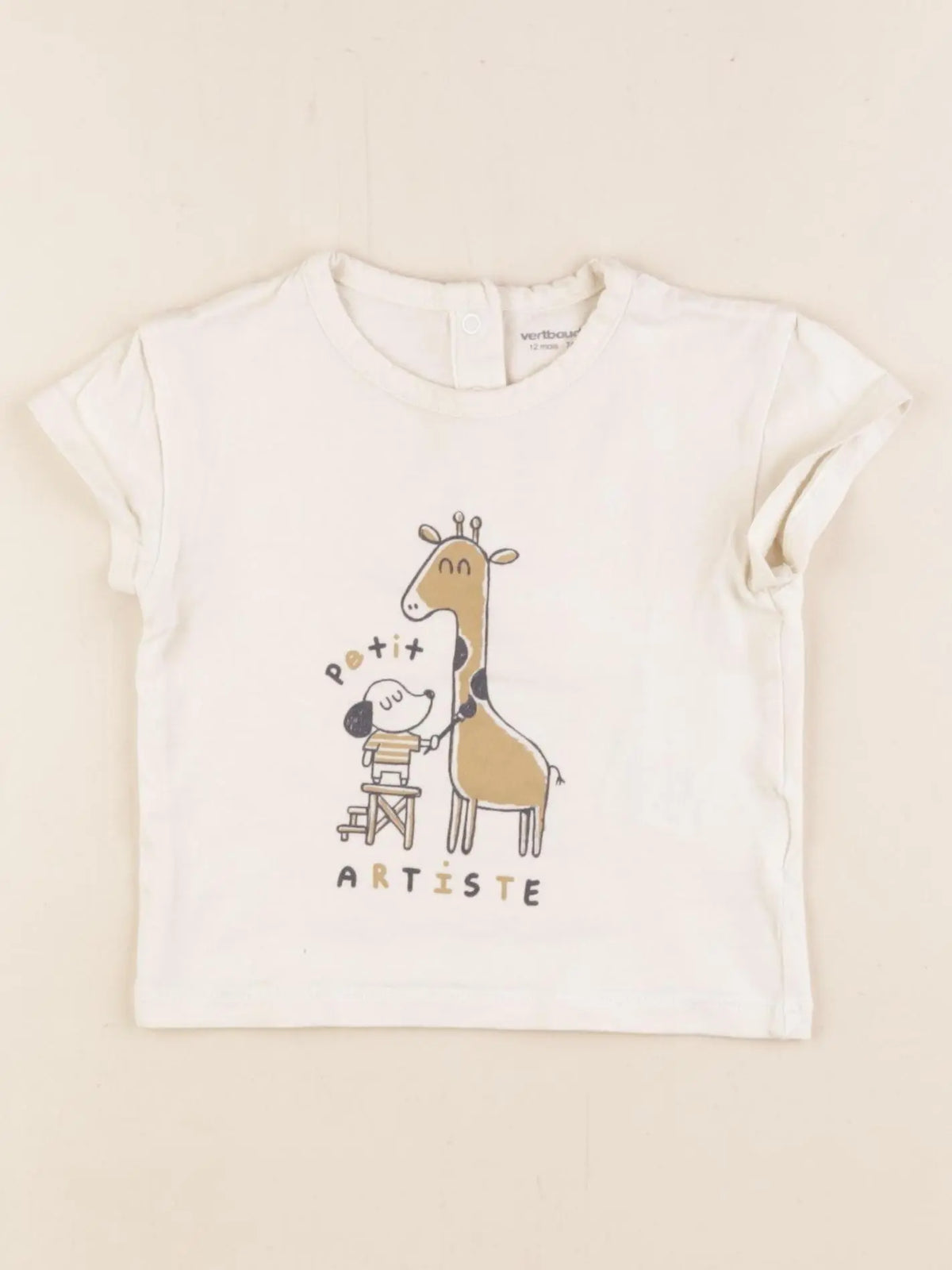 Vertbaudet - tee-shirt beige - 12 mois