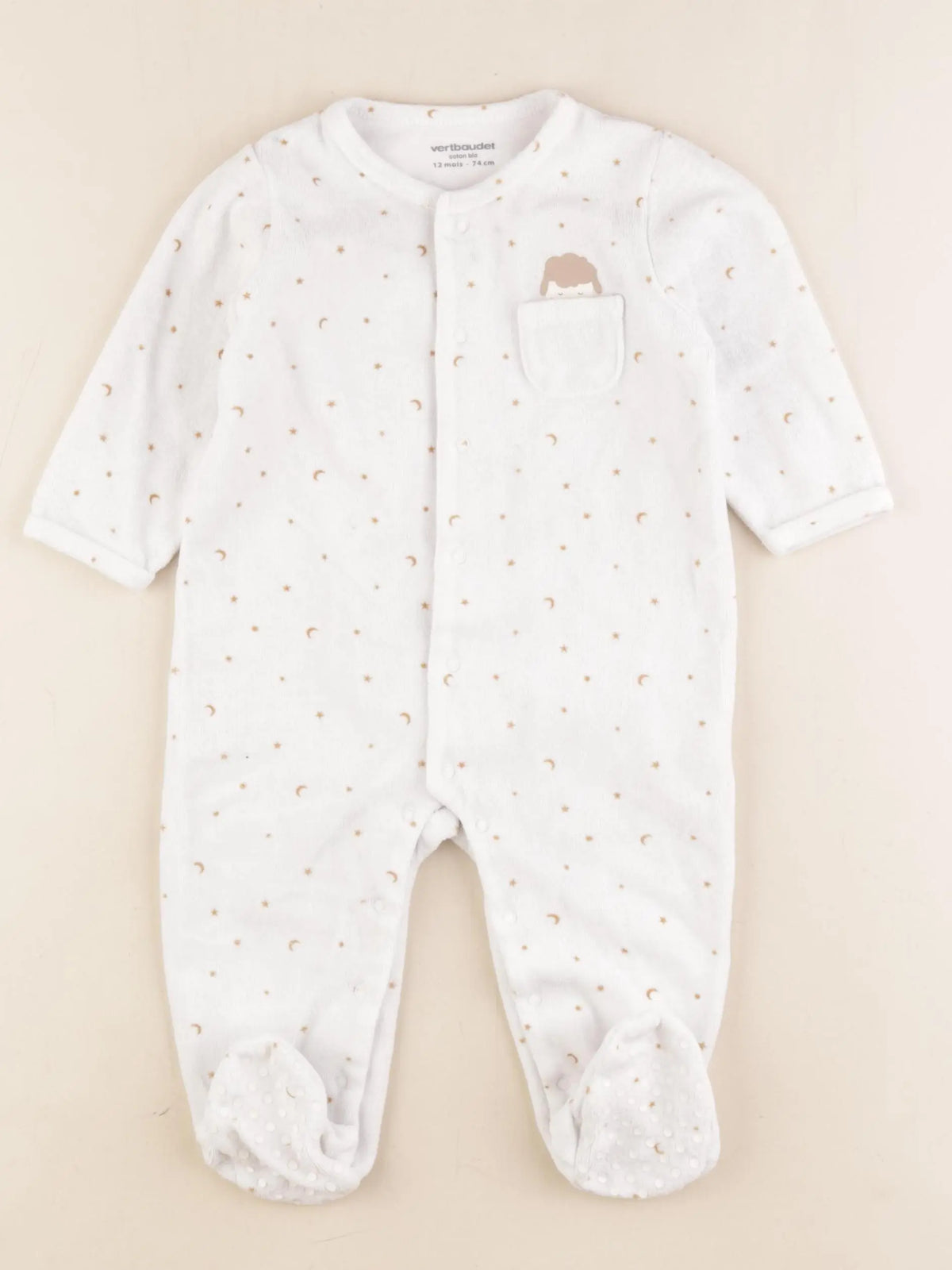 Vertbaudet - pyjama velours blanc - 12 mois