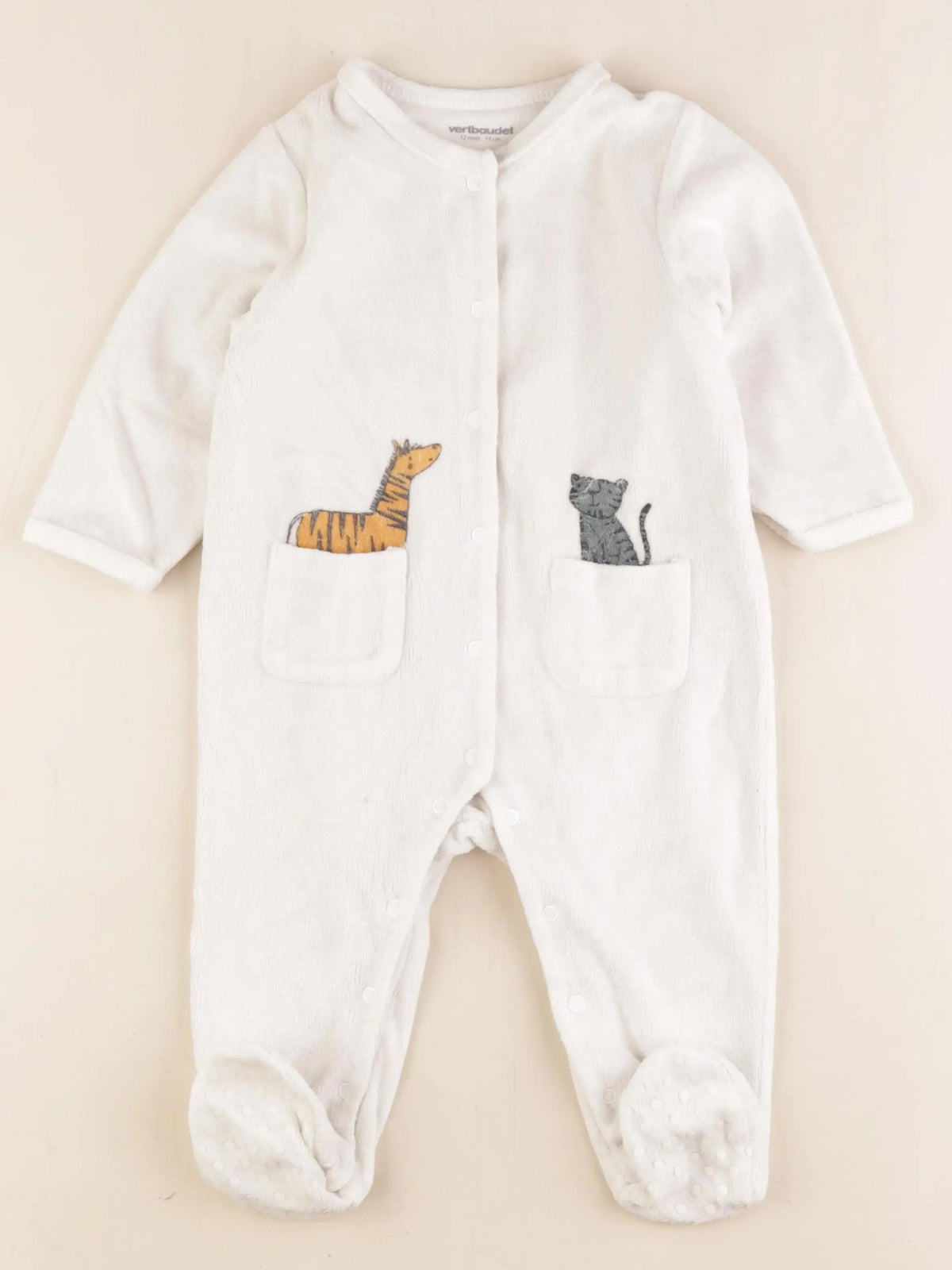 Vertbaudet - pyjama velours beige - 12 mois