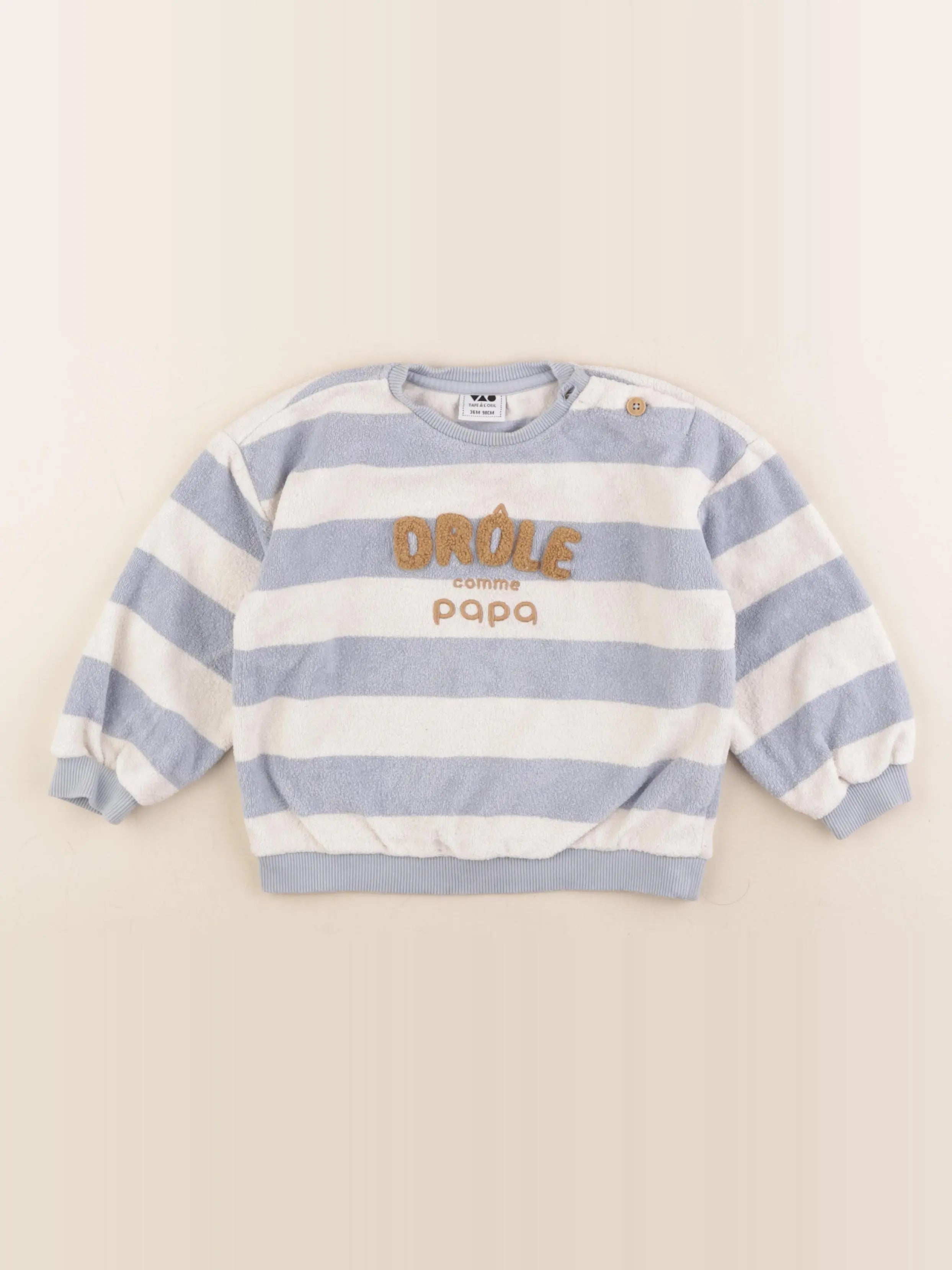 Tape à l'oeil - sweat blanc, bleu - 36 mois