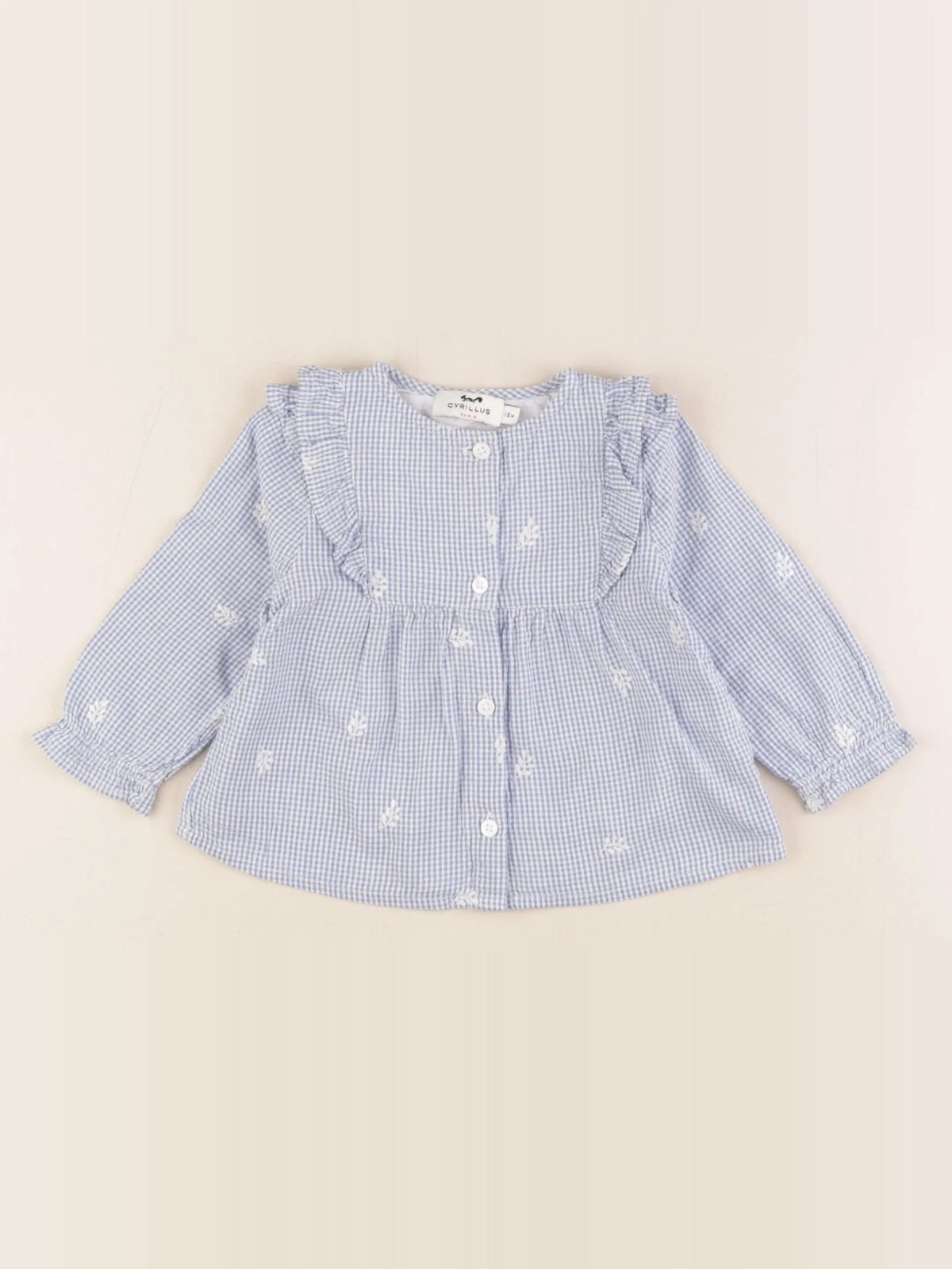 Cyrillus - blouse blanc, bleu - 12 mois