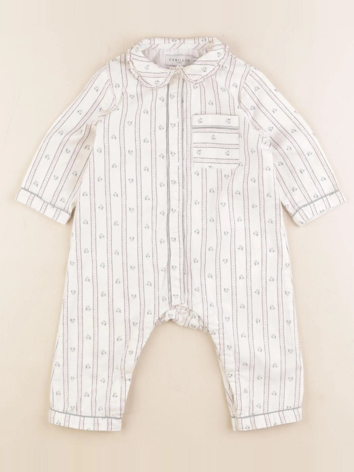 Cyrillus - pyjama coton blanc, rose - 12 mois