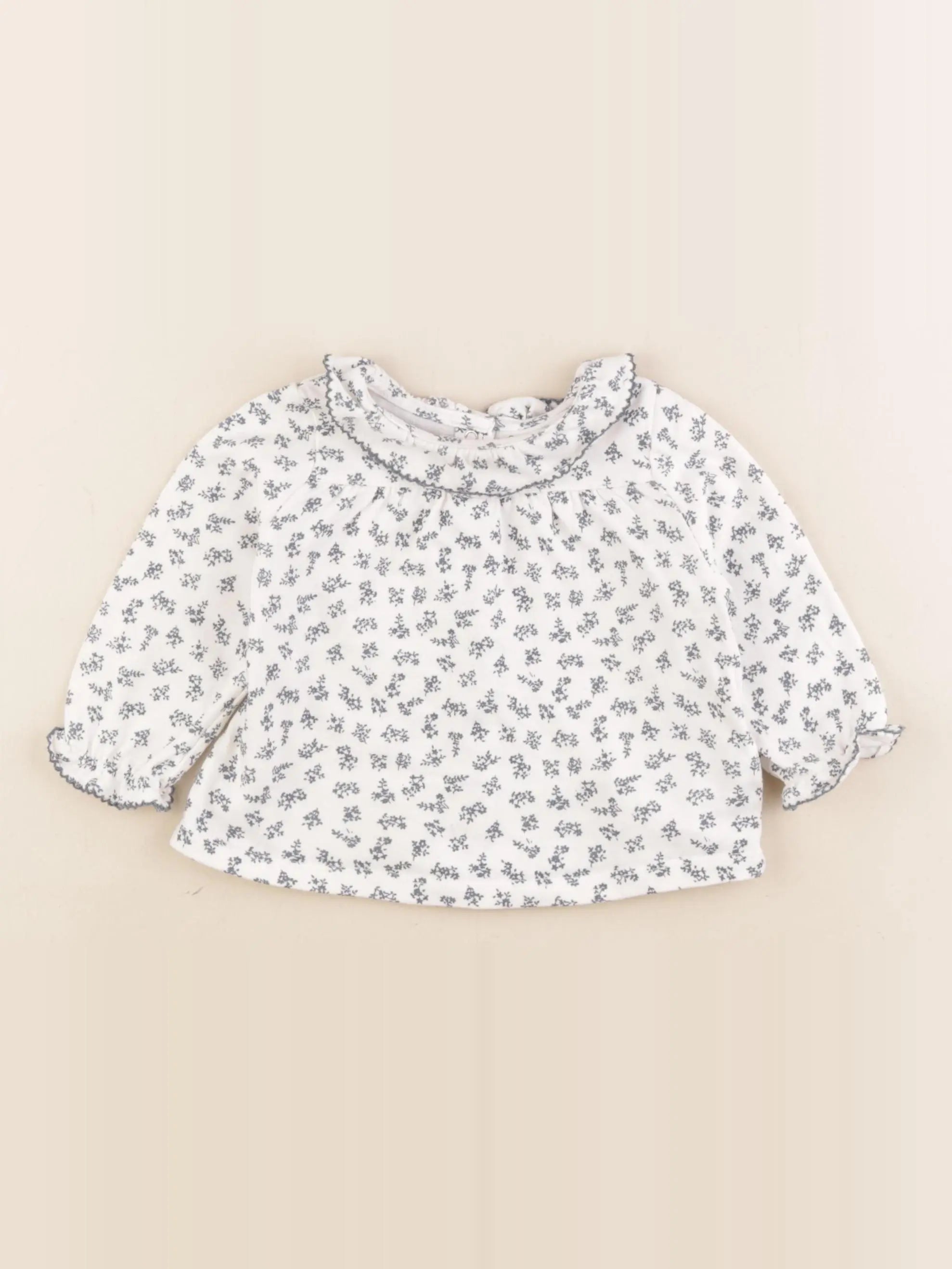 Cyrillus - tee-shirt blanc, bleu - 12 mois