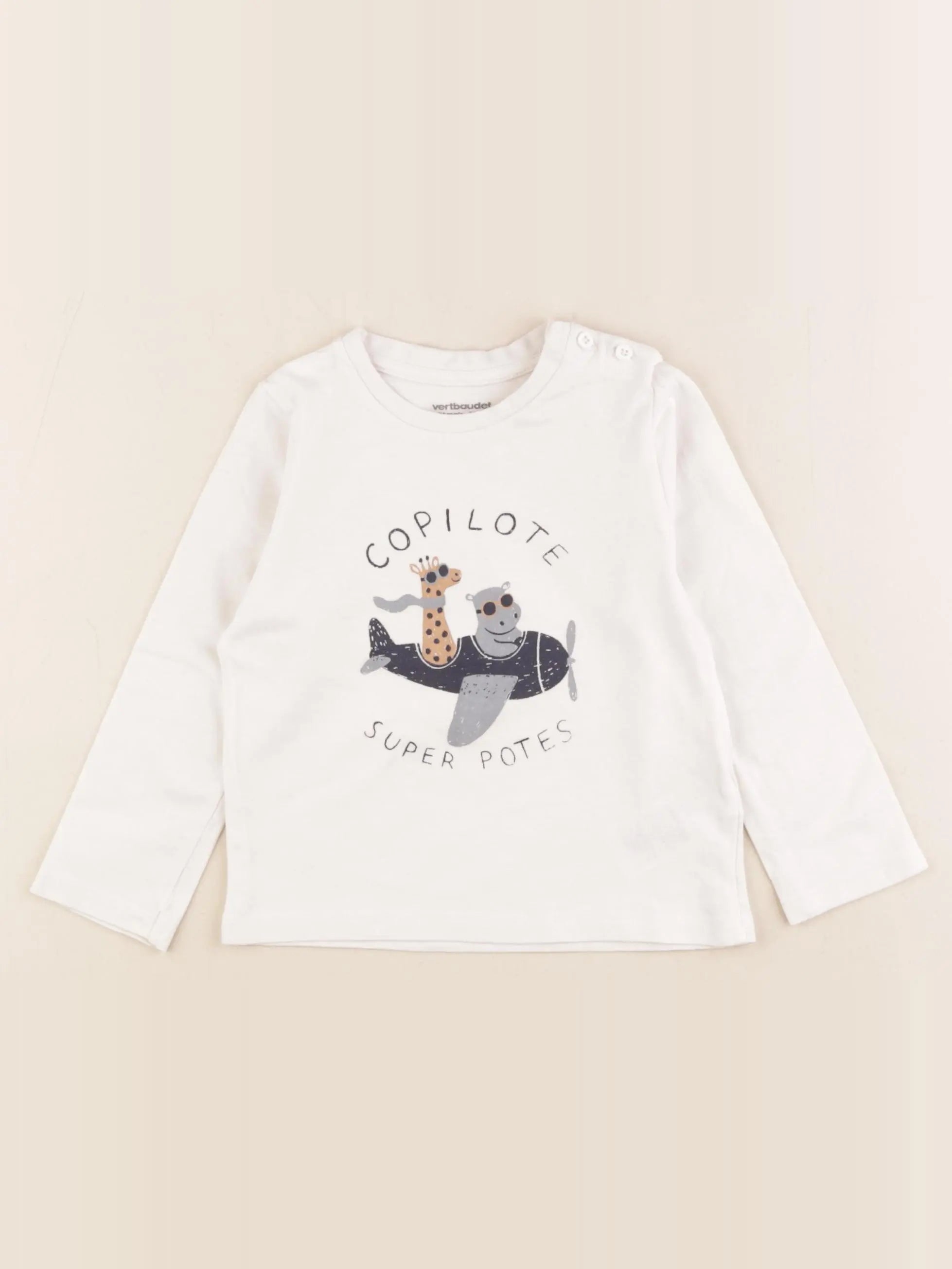 Vertbaudet - tee-shirt beige - 24 mois