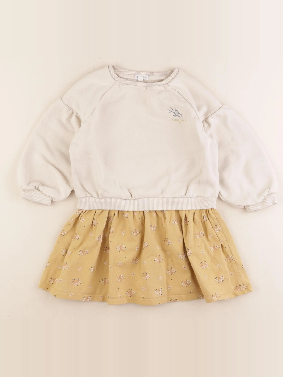 Vertbaudet - robe beige, jaune - 4 ans